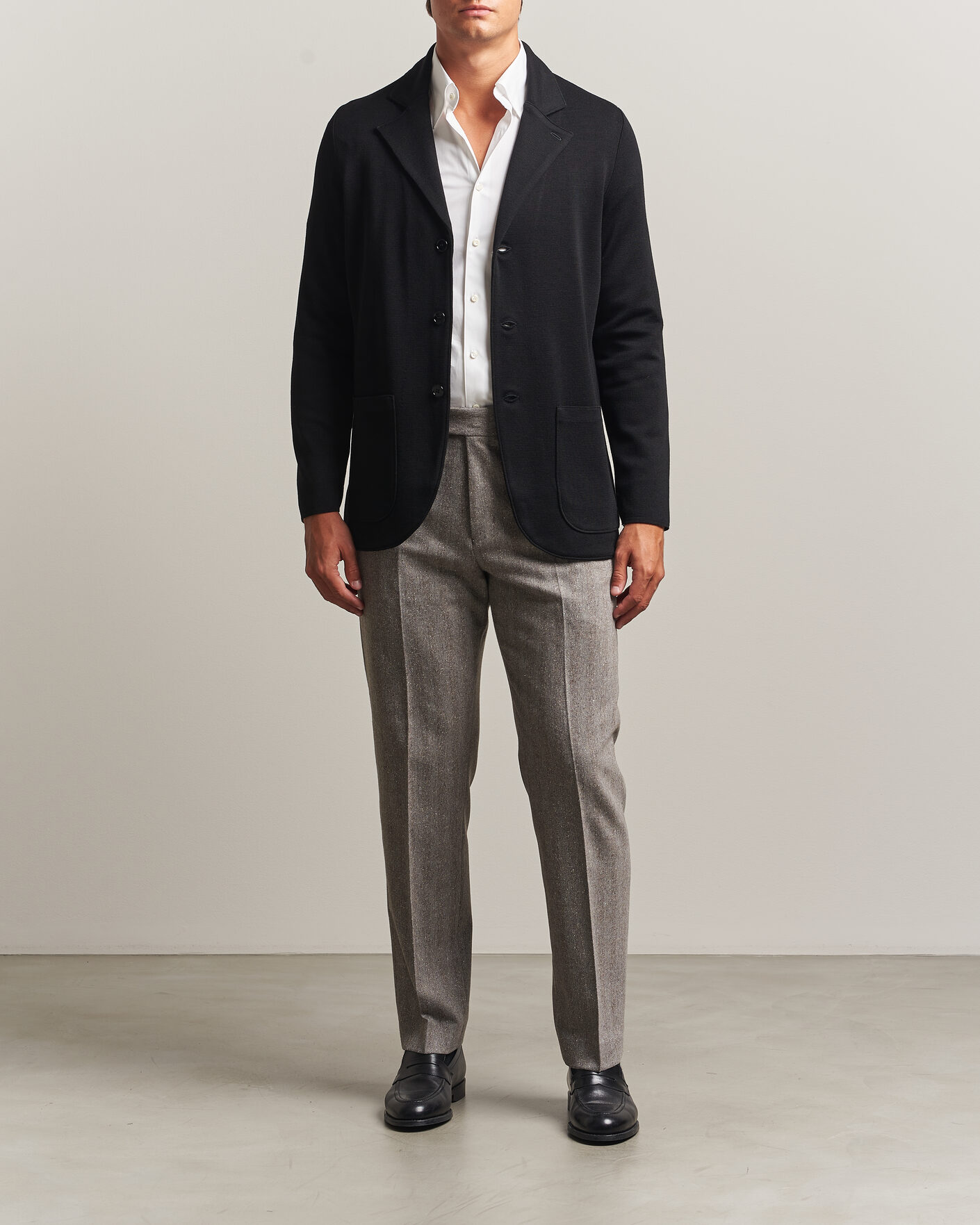 Uomini | Blazers | Stenströms | Milano Knitted Merino Blazer Black