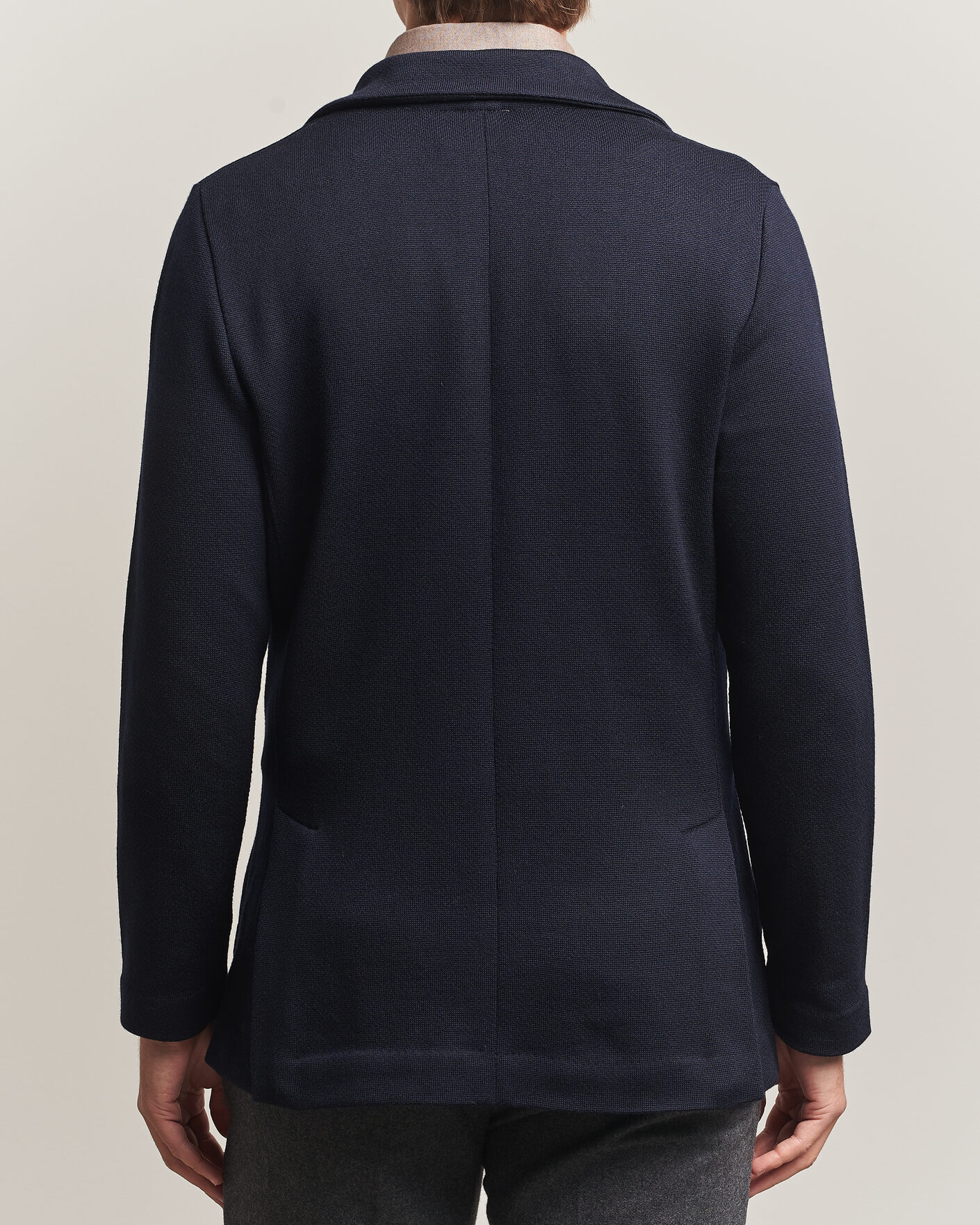 Uomini | Blazers | Stenströms | Knitted Herringbone DB Wool Blazer Navy