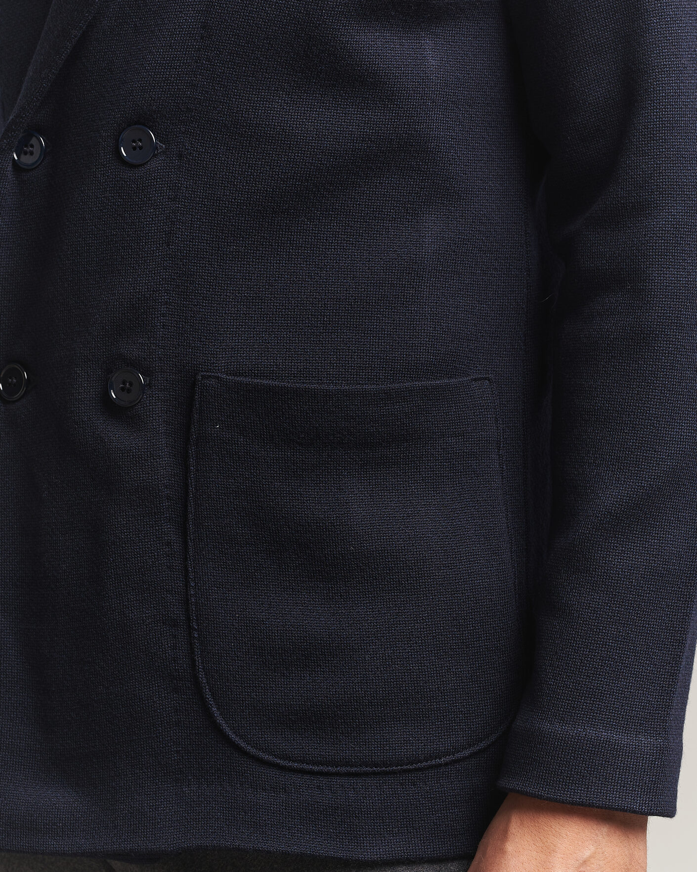 Uomini | Blazers | Stenströms | Knitted Herringbone DB Wool Blazer Navy