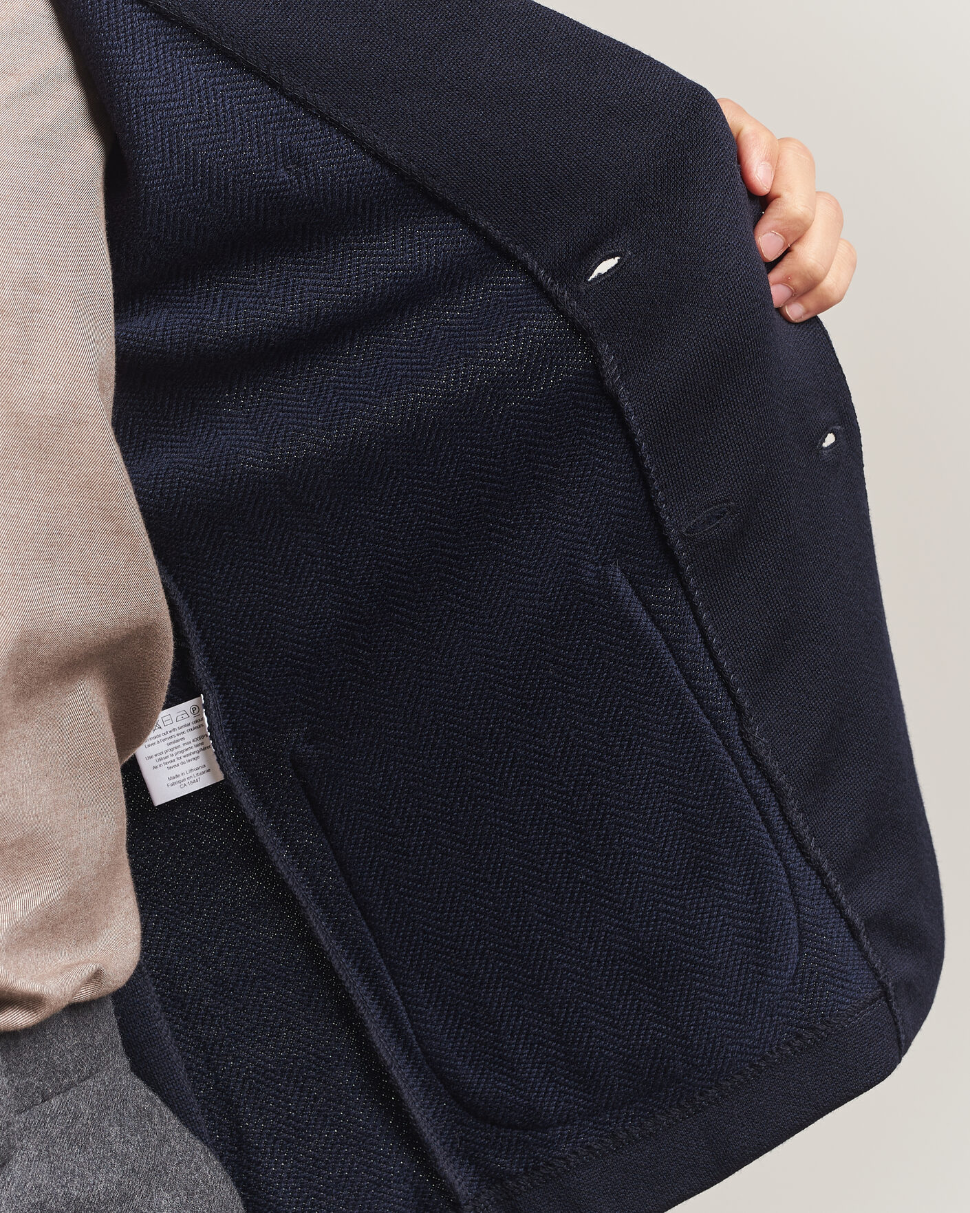 Uomini | Blazers | Stenströms | Knitted Herringbone DB Wool Blazer Navy