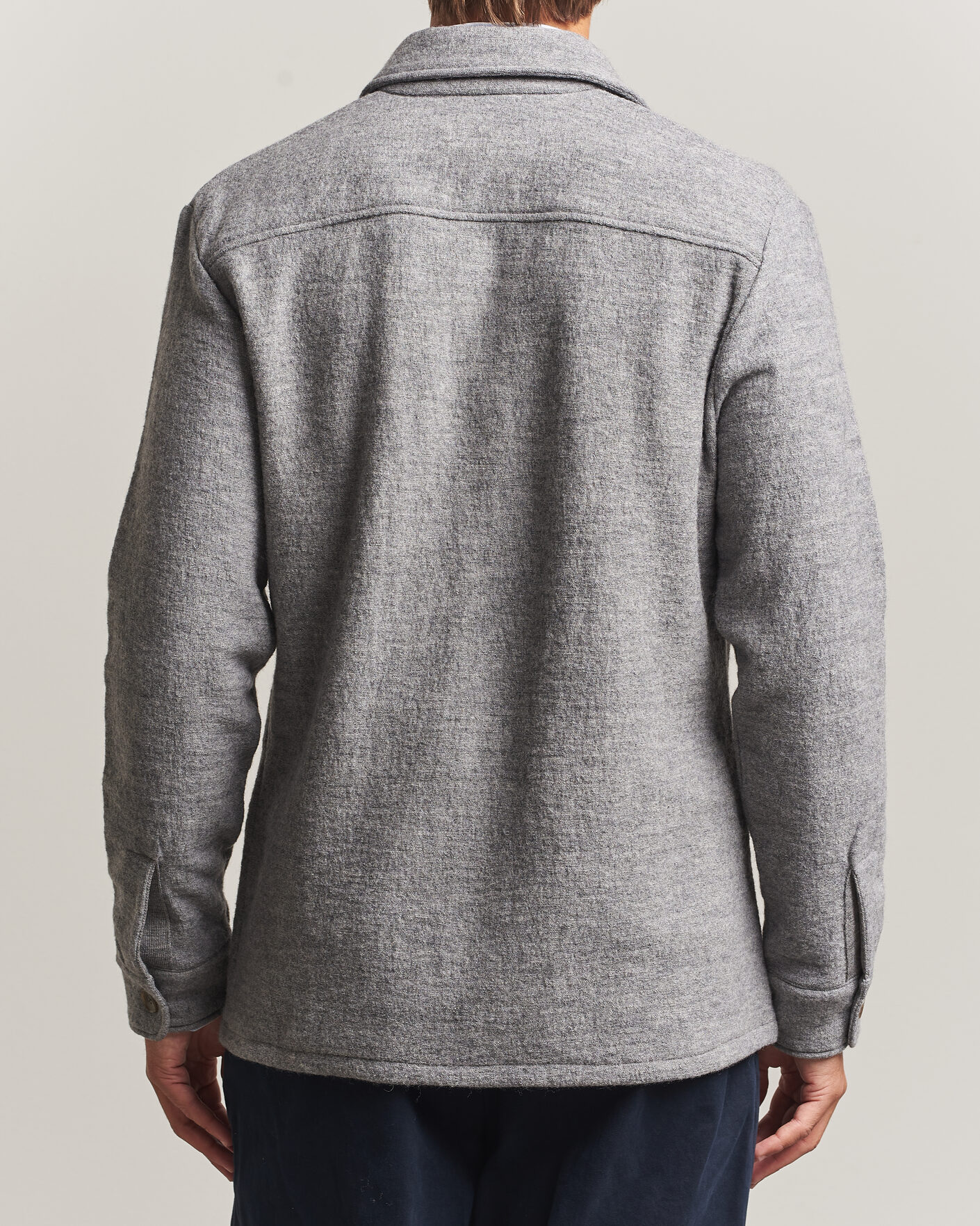 Uomini | Camicie | Stenströms | Felted Wool Overshirt Grey