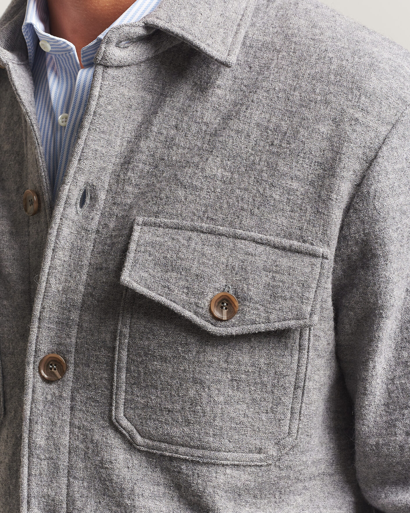 Uomini | Camicie | Stenströms | Felted Wool Overshirt Grey