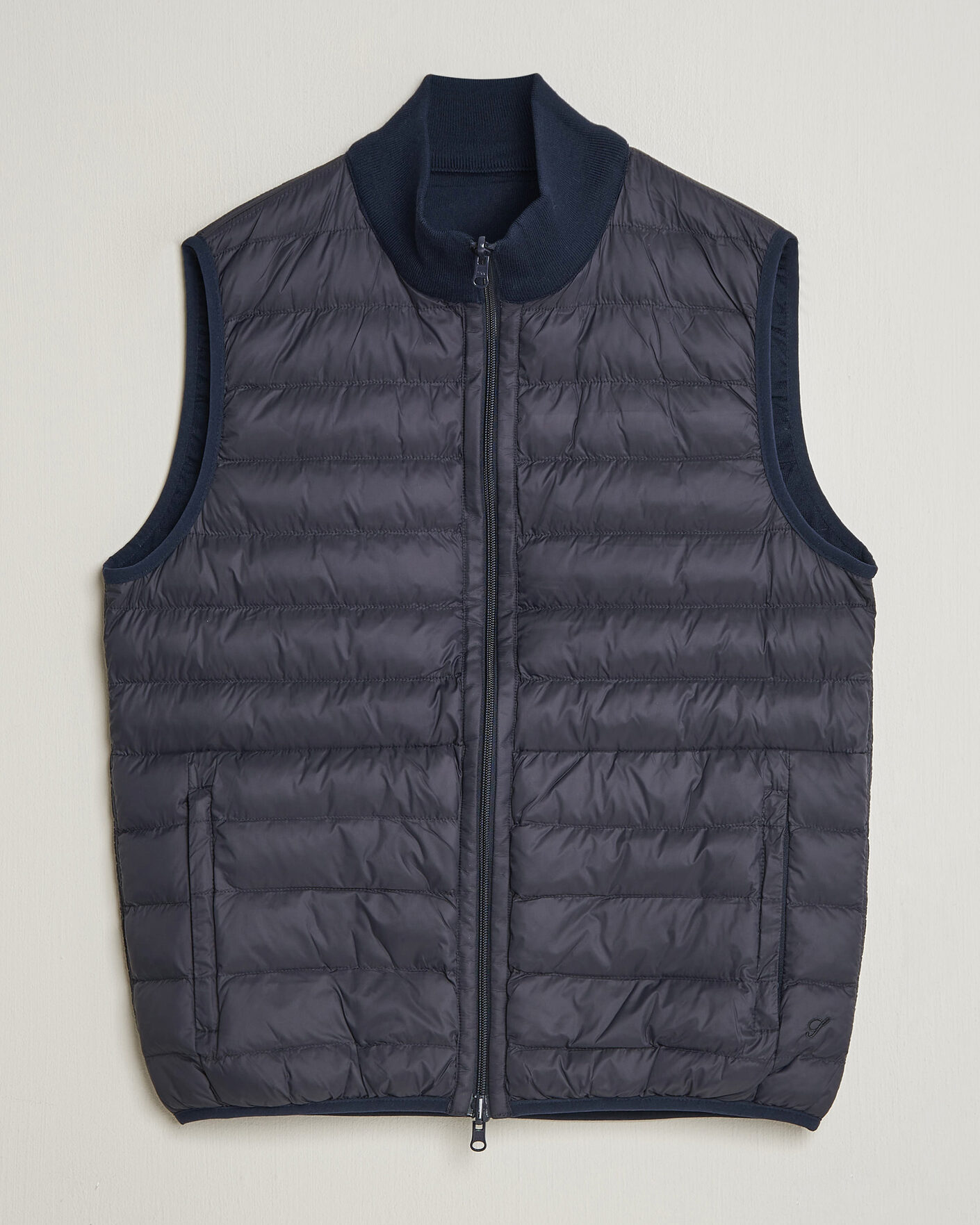 Uomini | Gilet | Stenströms | Reversible Knitted Merino/Nylon Vest Navy