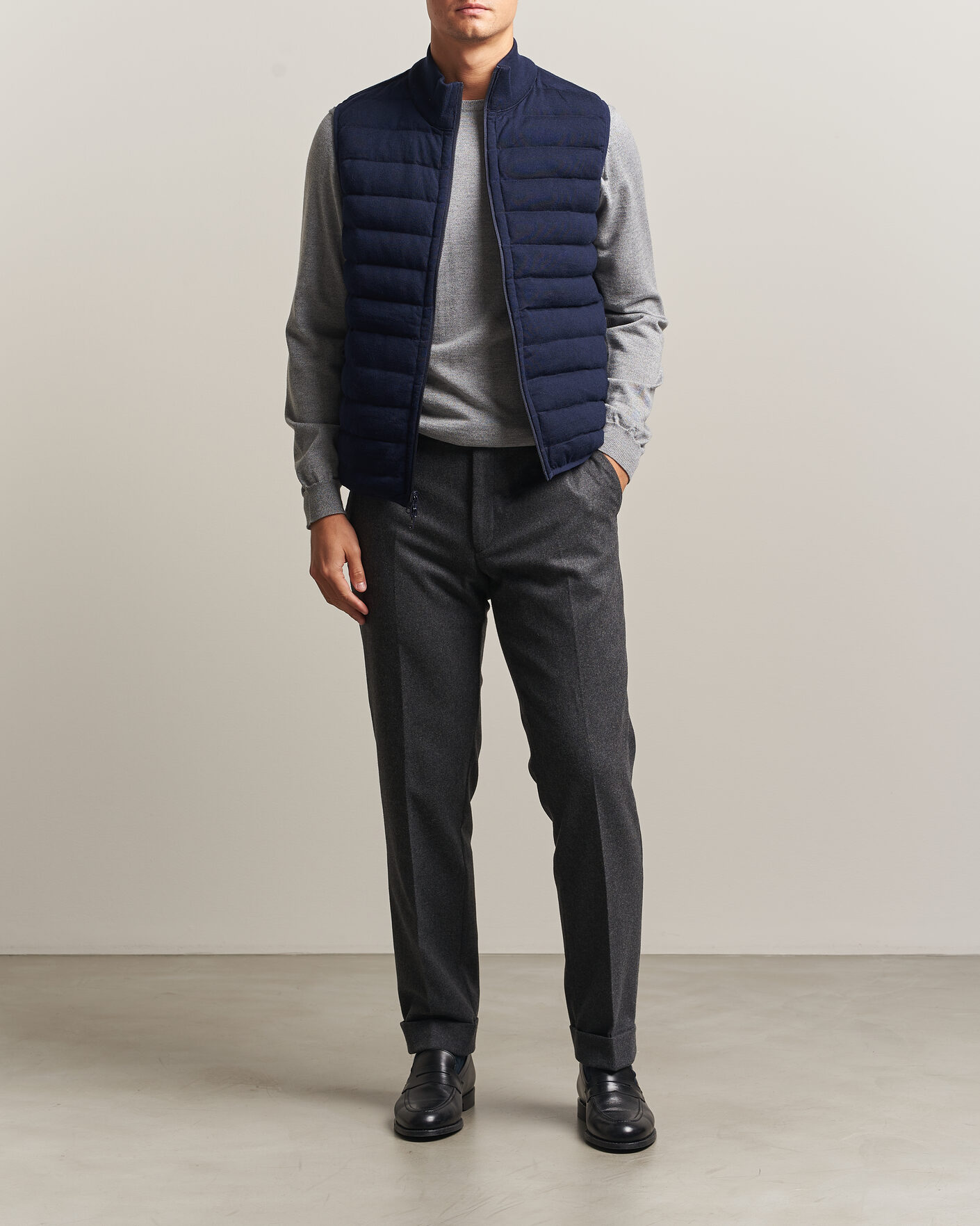 Uomini | Gilet | Stenströms | Reversible Knitted Merino/Nylon Vest Navy