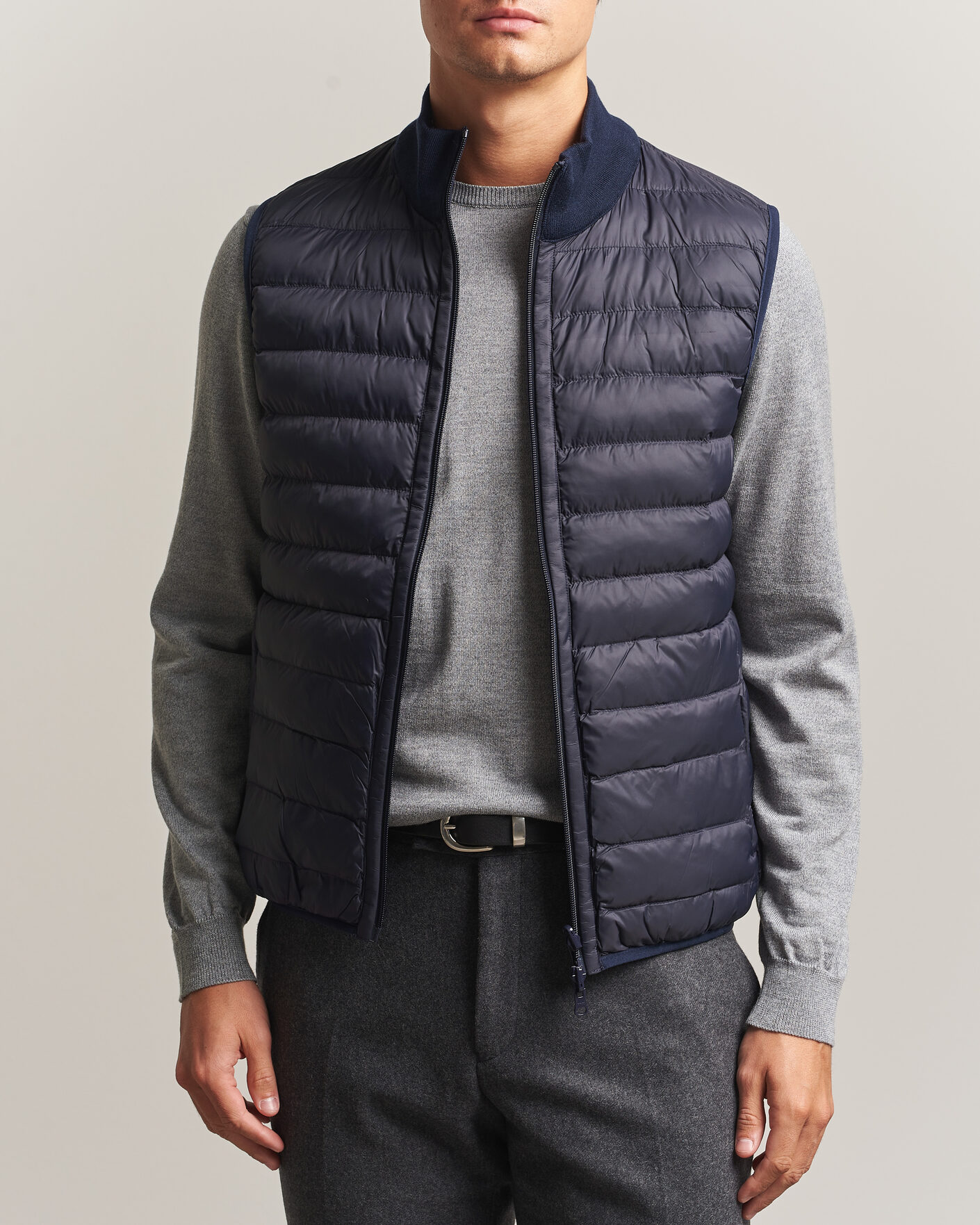 Uomini | Gilet | Stenströms | Reversible Knitted Merino/Nylon Vest Navy