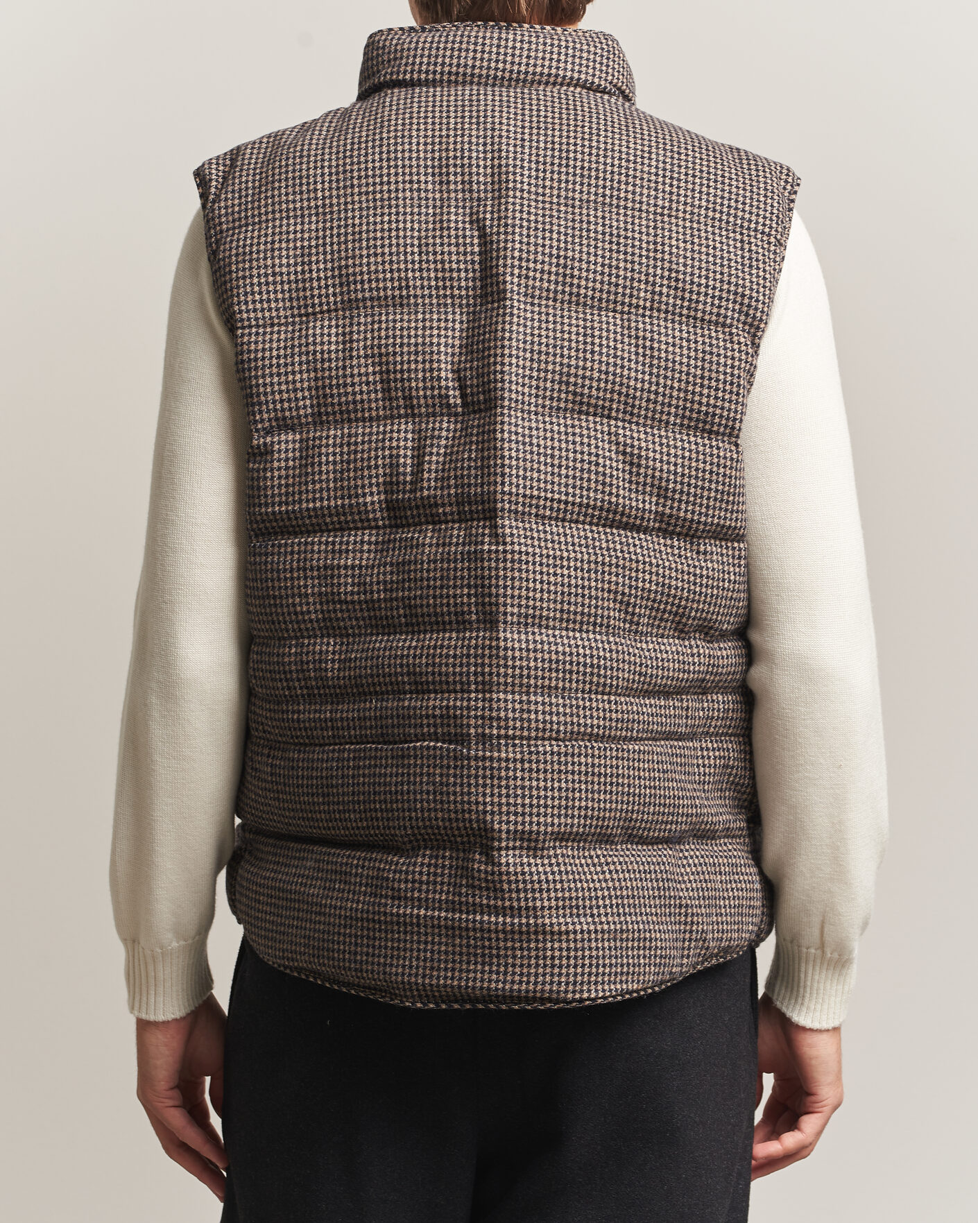 Uomini | Gilet | Stenströms | Padded Houndstooth Wool Vest Brown