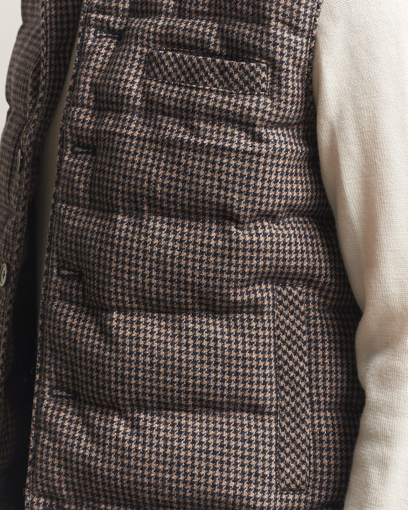 Uomini | Gilet | Stenströms | Padded Houndstooth Wool Vest Brown