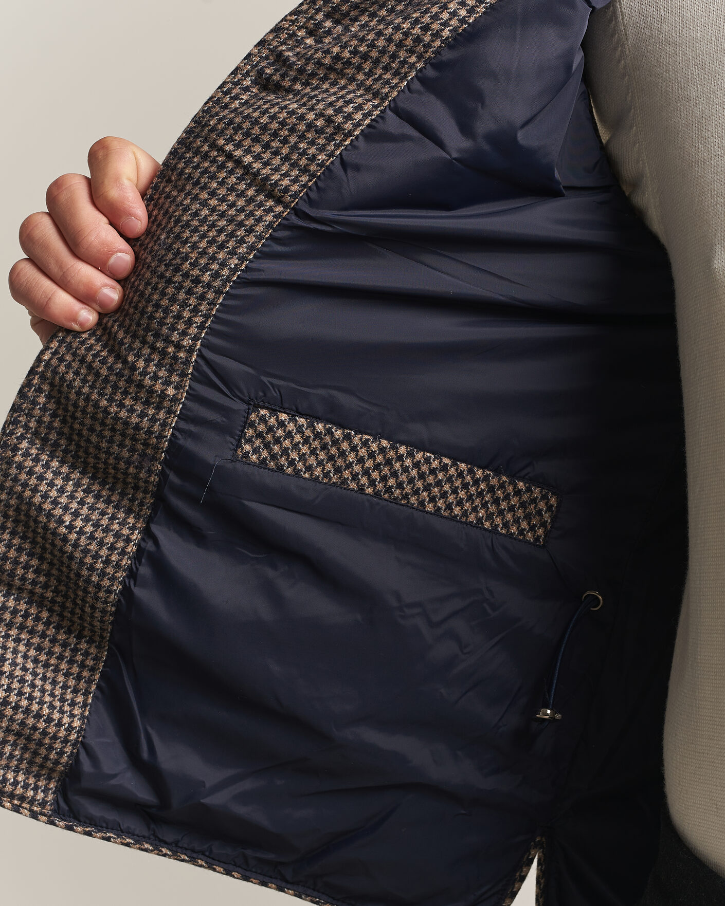 Uomini | Gilet | Stenströms | Padded Houndstooth Wool Vest Brown