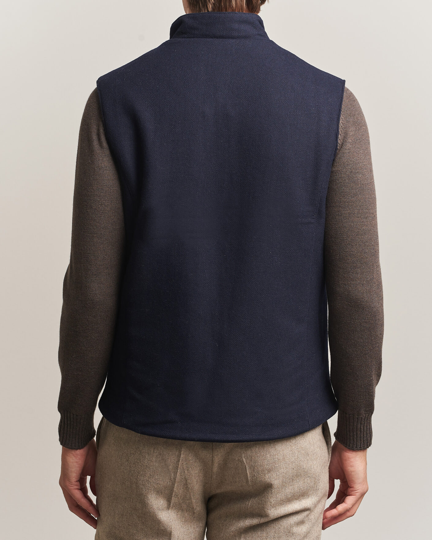 Uomini | Gilet | Stenströms | Wool Alcantara Detail Light Padded Vest Navy