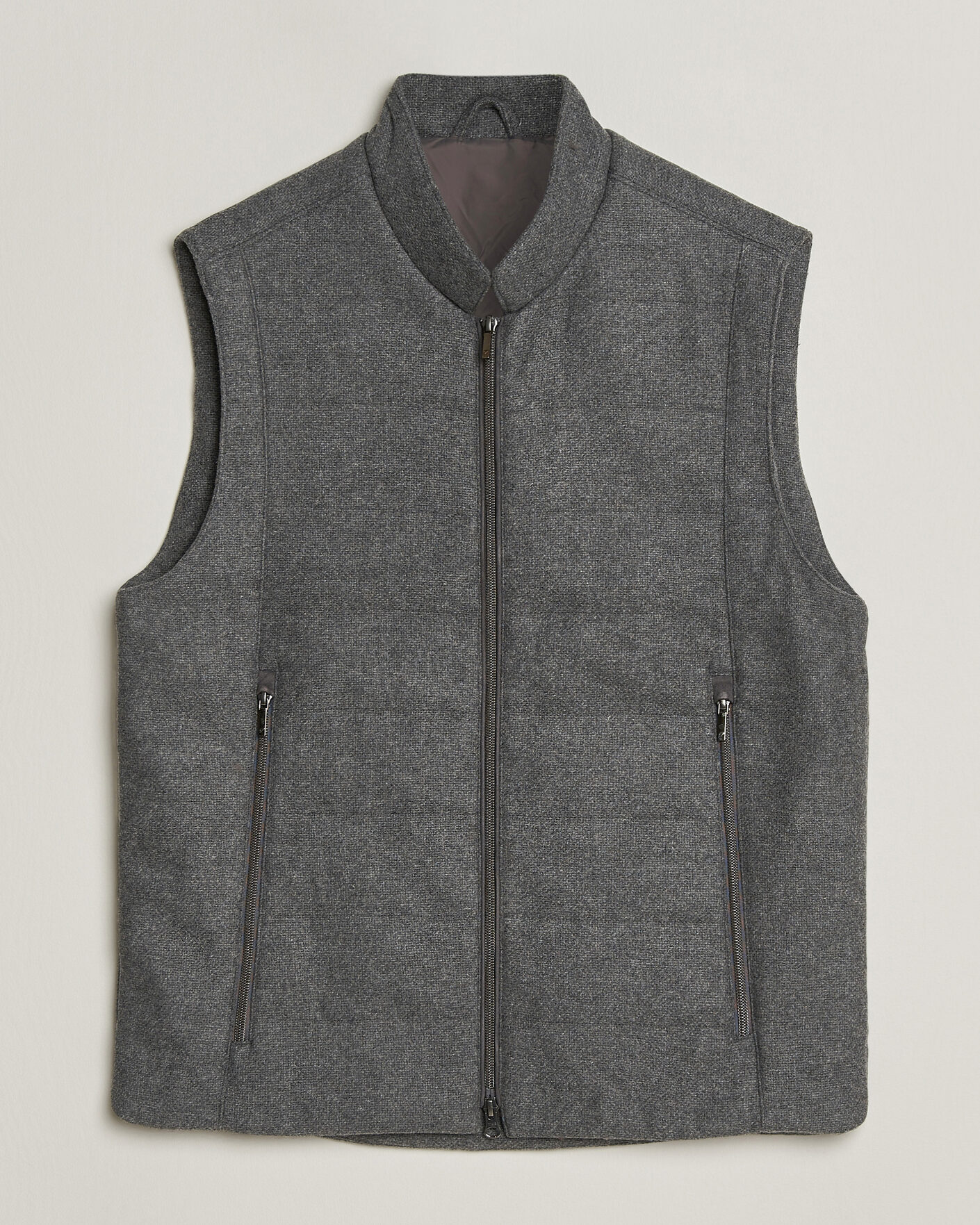 Uomini | Gilet | Stenströms | Wool Alcantara Detail Light Padded Vest Grey