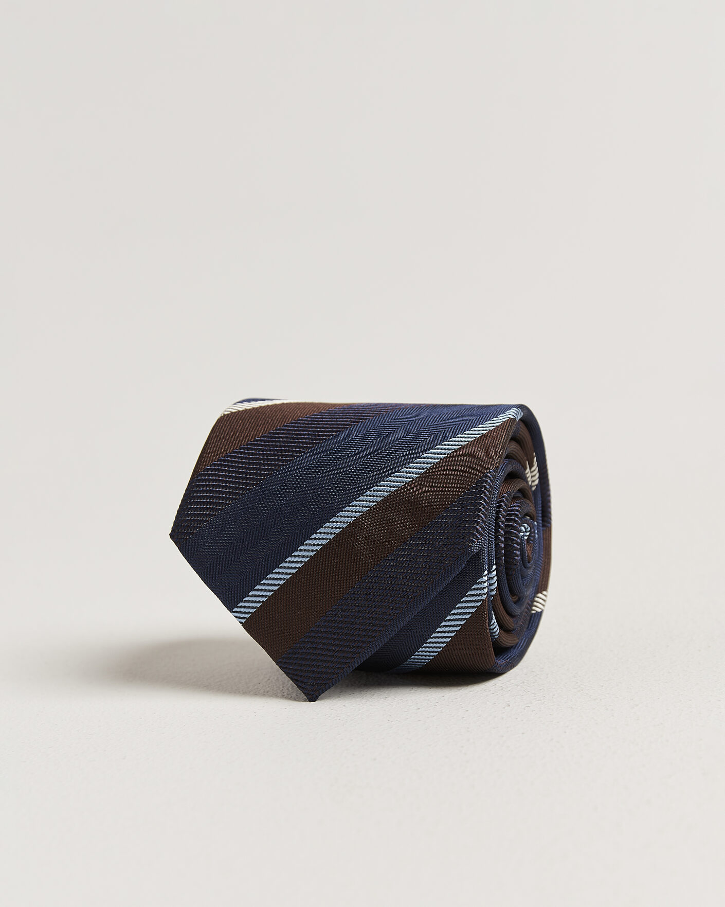 Uomini | Cravatte | Stenströms | Regimental Stripe Silk Tie 7,5cm Navy