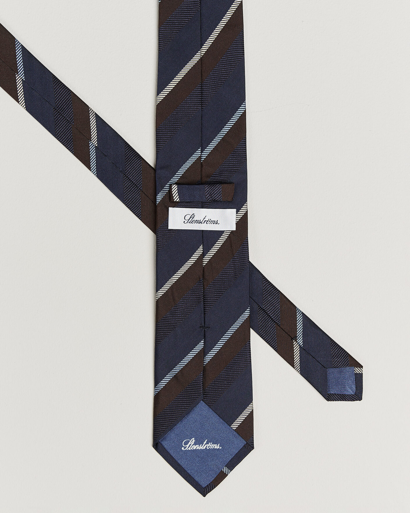 Uomini | Cravatte | Stenströms | Regimental Stripe Silk Tie 7,5cm Navy