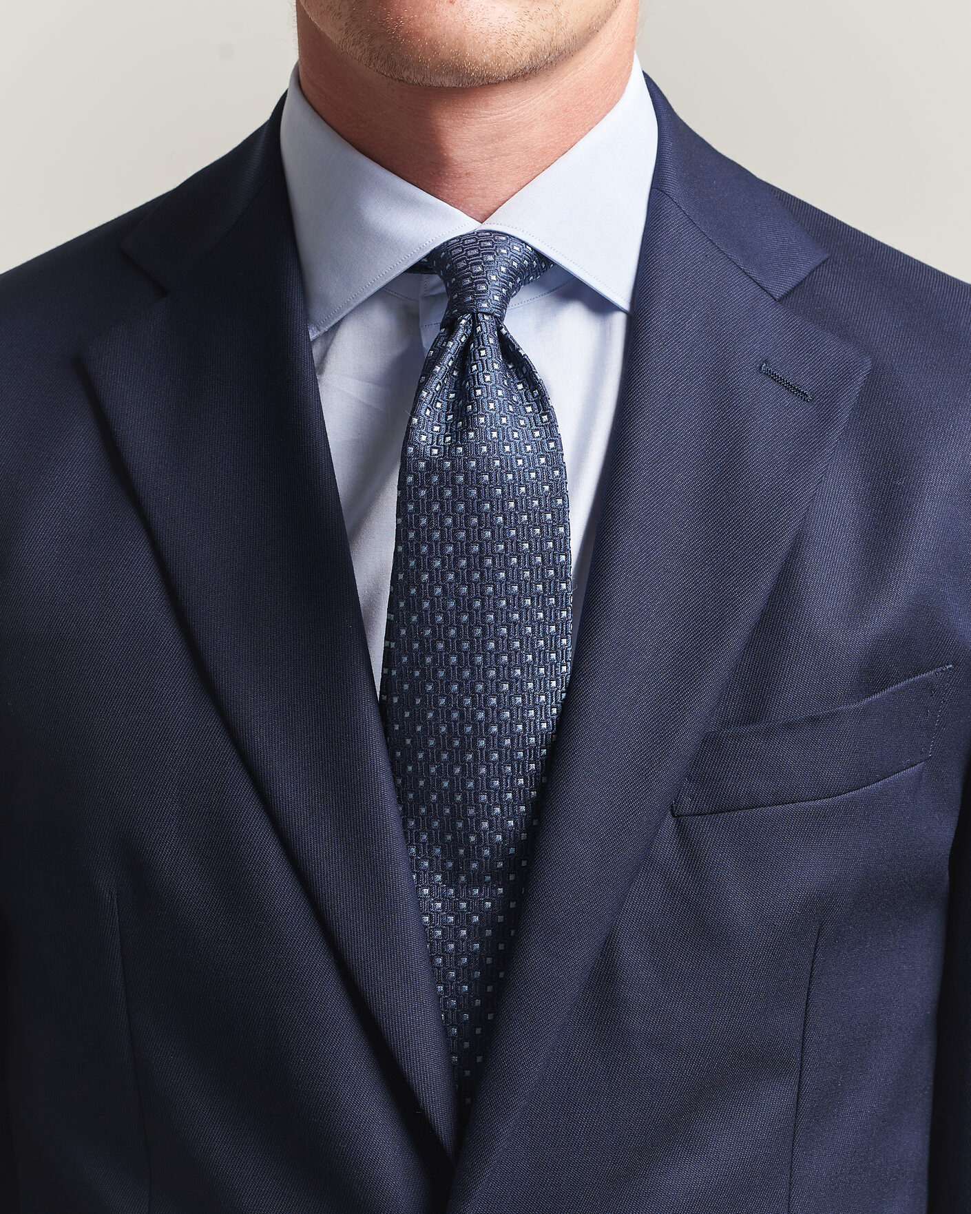 Uomini | Cravatte | Stenströms | Woven Silk Dot Tie 7,5cm Navy