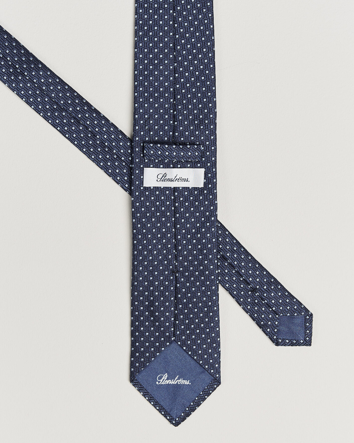 Uomini | Cravatte | Stenströms | Woven Silk Dot Tie 7,5cm Navy