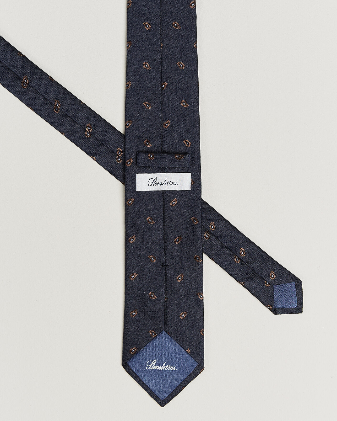 Uomini | Cravatte | Stenströms | Woven Paisley Silk Tie 7,5cm Navy