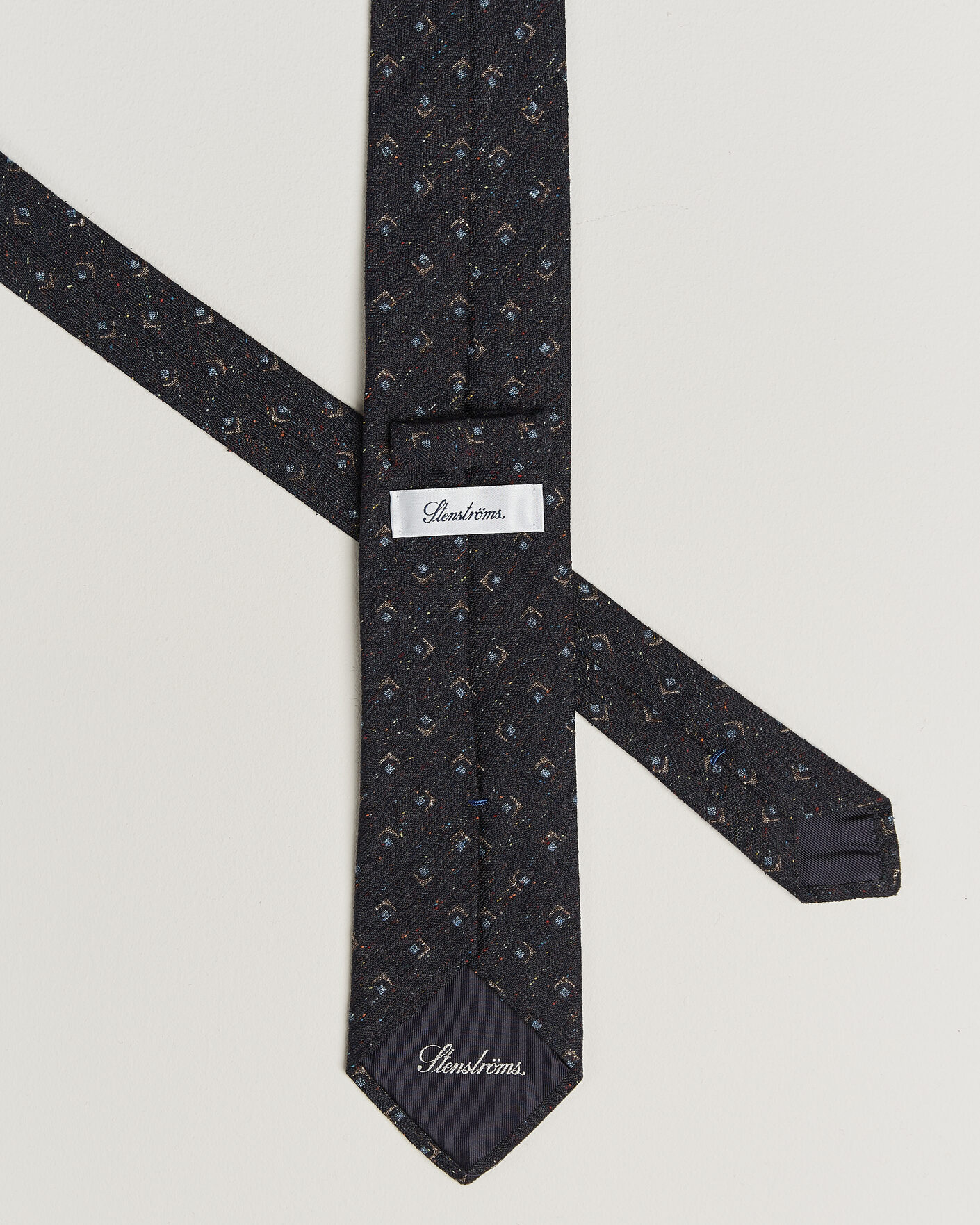 Uomini | Cravatte | Stenströms | Woven Herringbone Silk Tie 7,5cm Navy