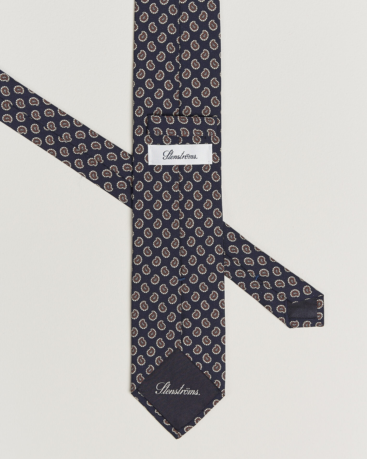 Uomini | Cravatte | Stenströms | Printed Silk Paisley Tie 7,5cm Blue