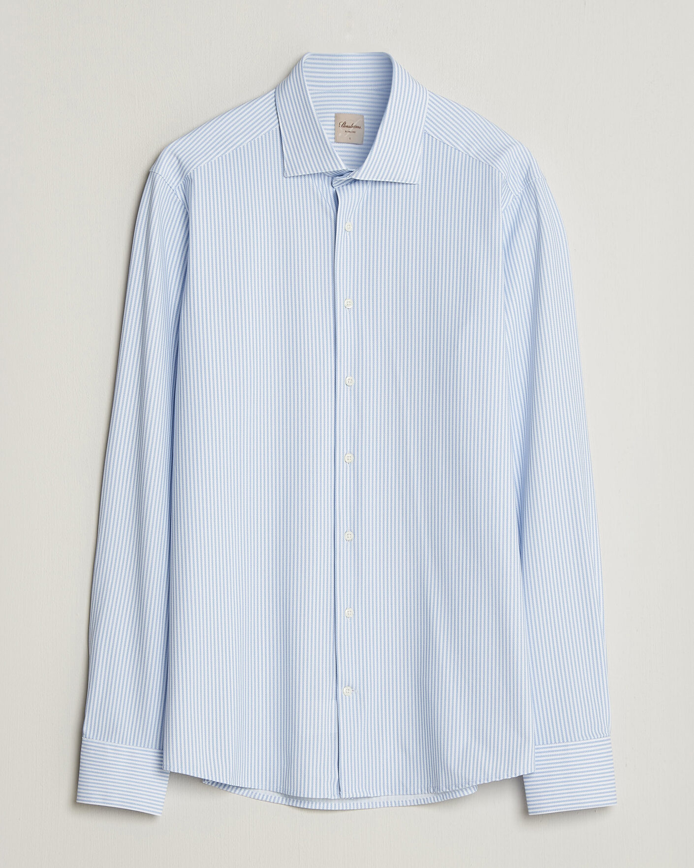 Uomini | Camicie | Stenströms | Slimline Active Stretch Striped Shirt Light Blue