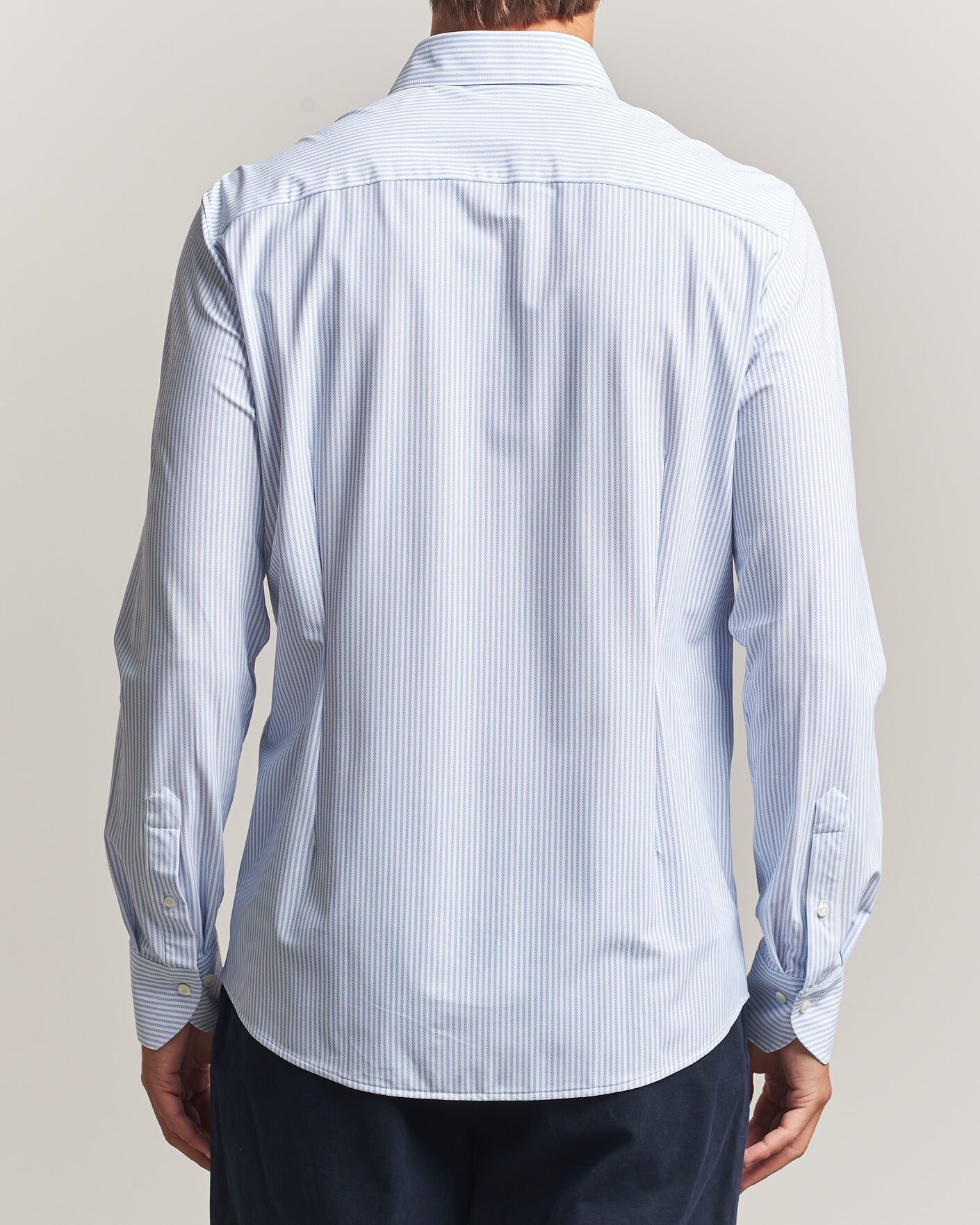 Uomini | Camicie | Stenströms | Slimline Active Stretch Striped Shirt Light Blue