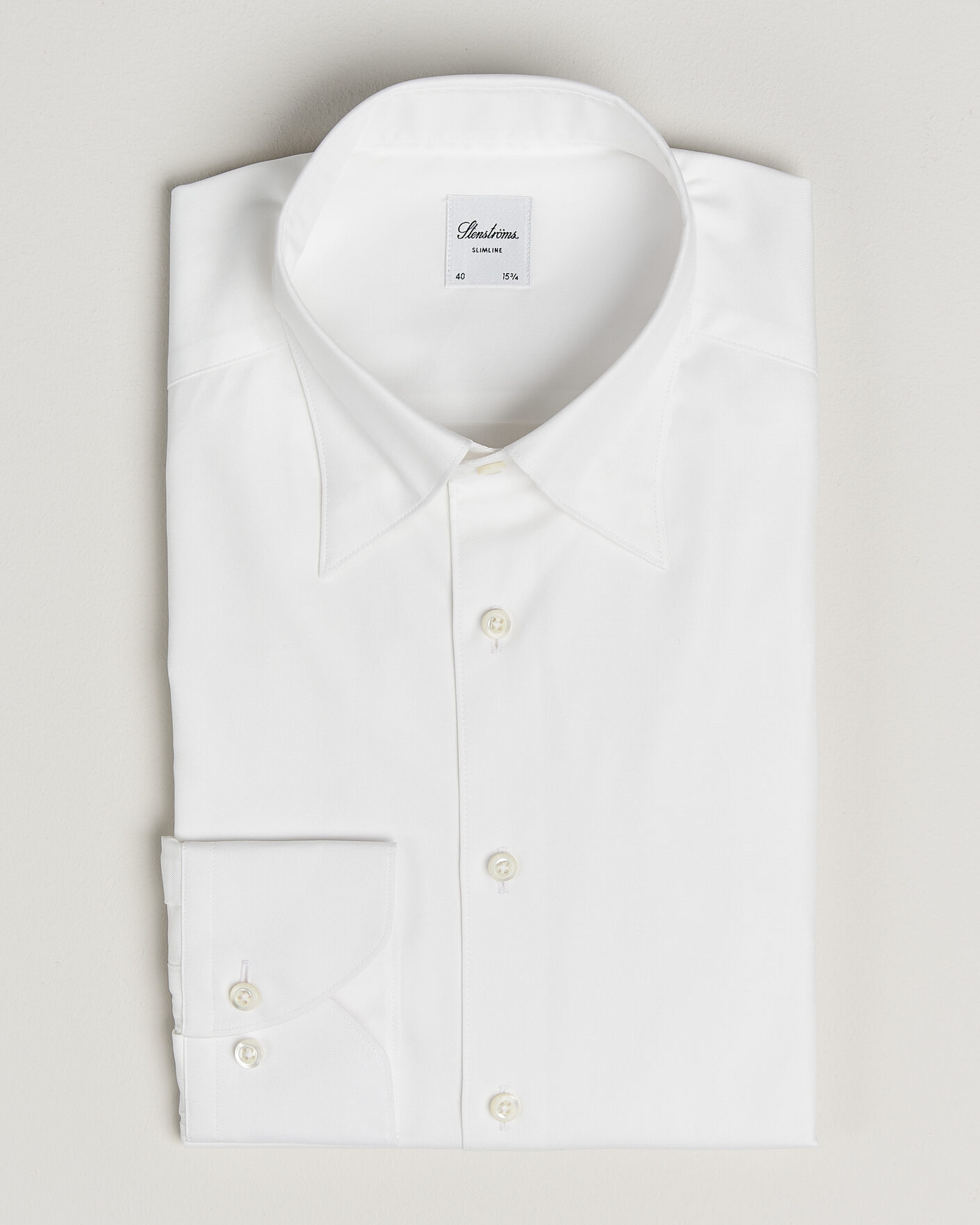 Uomini | Camicie | Stenströms | Slimline Twofold Cotton Button Under Shirt White