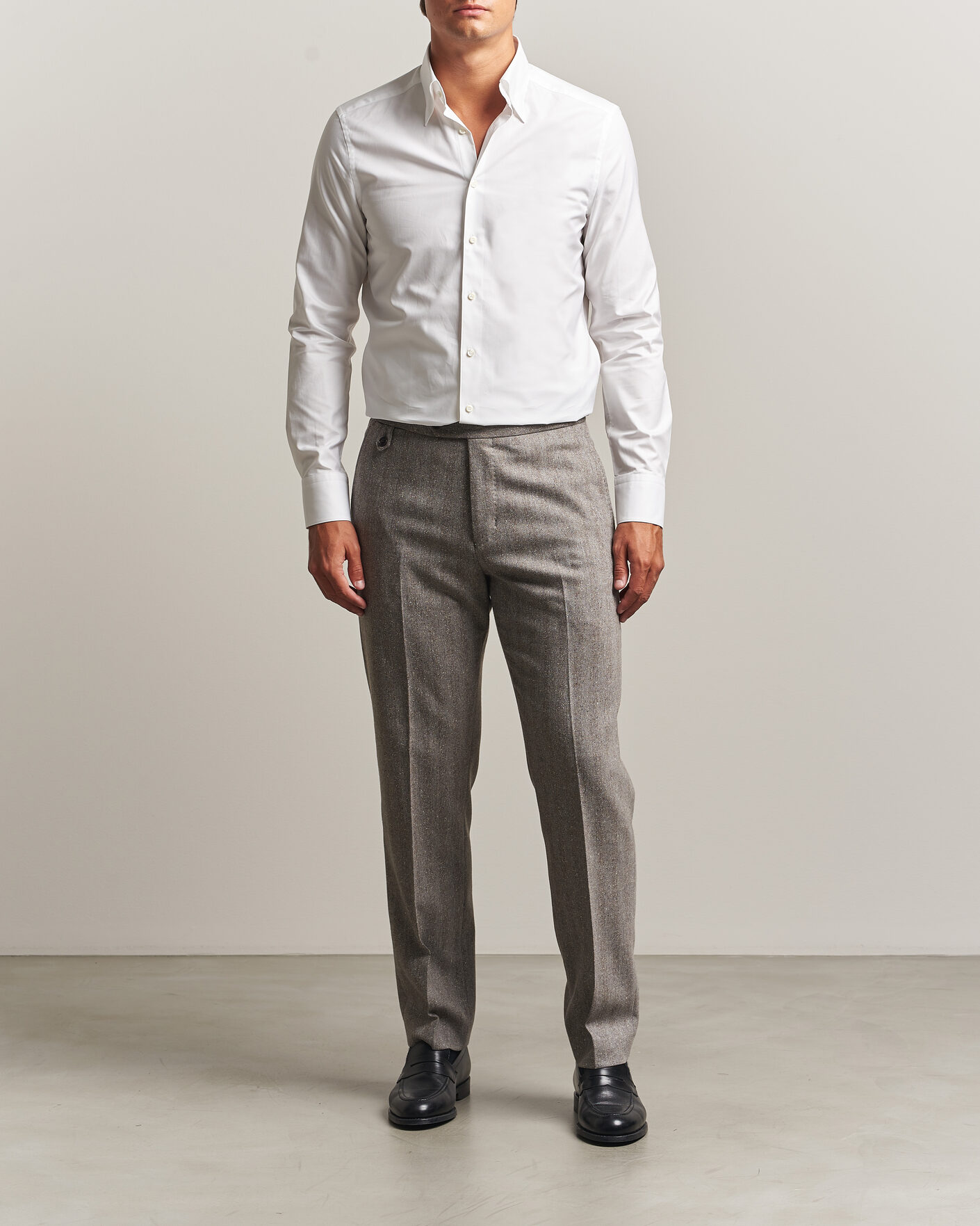 Uomini | Camicie | Stenströms | Slimline Twofold Cotton Button Under Shirt White