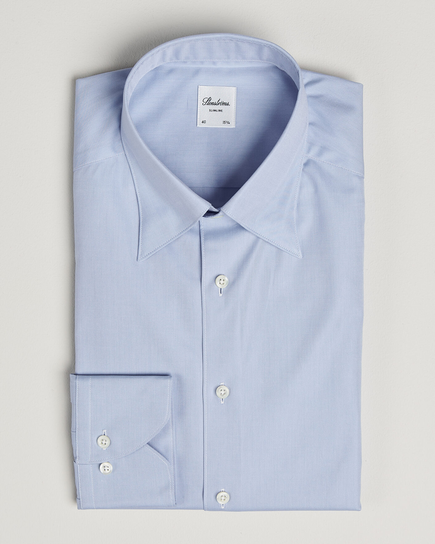 Uomini | Camicie | Stenströms | Slimline Twofold Cotton Button Under Shirt Blue