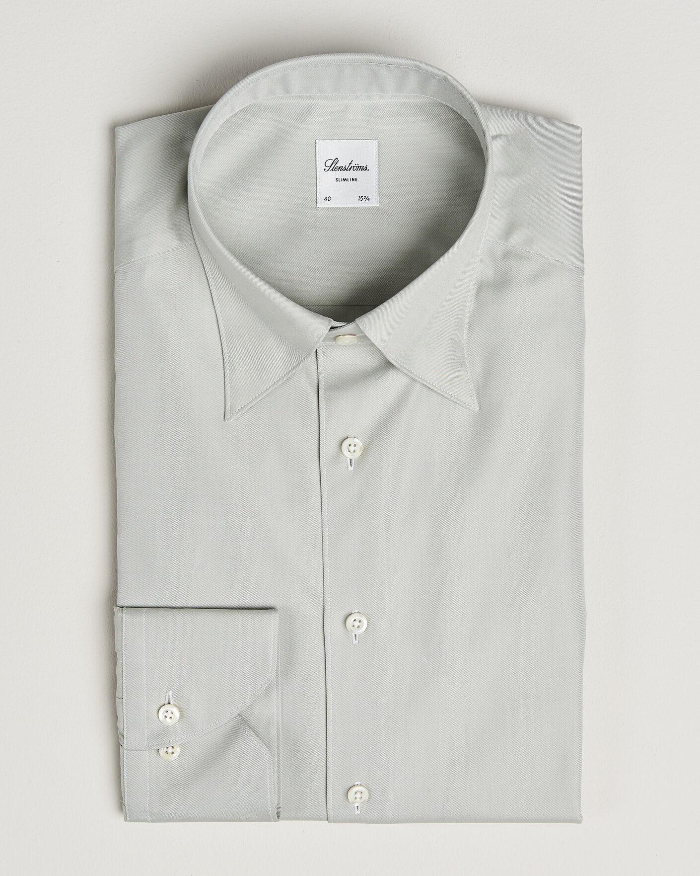 Uomini | Camicie | Stenströms | Slimline Twofold Cotton Button Under Shirt Green