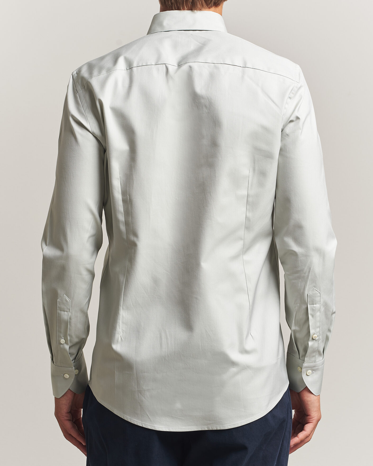 Uomini | Camicie | Stenströms | Slimline Twofold Cotton Button Under Shirt Green