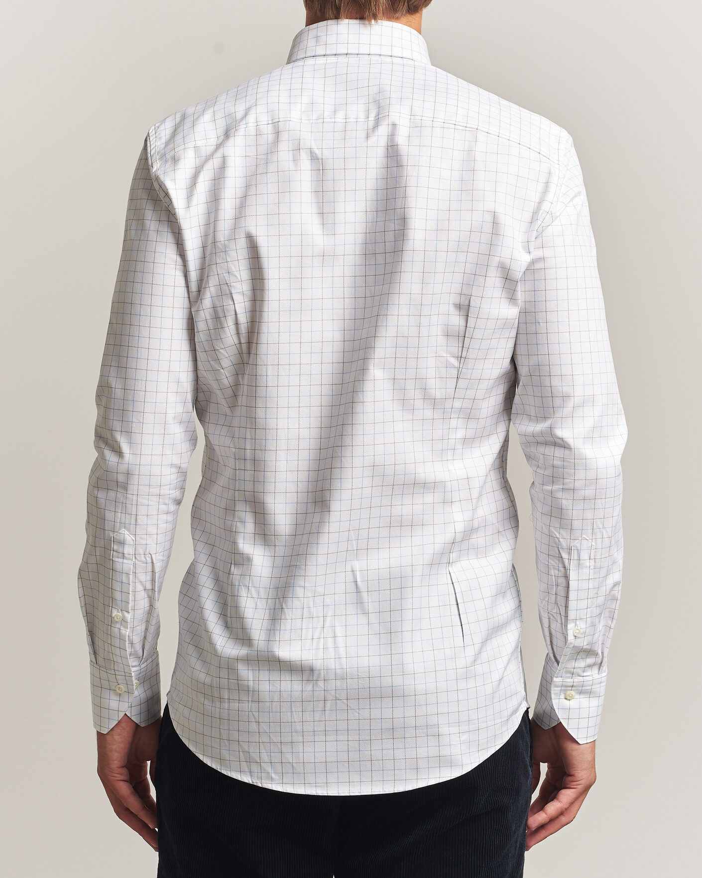 Uomini | Camicie | Stenströms | Slimline Oxford Tattersall Shirt White