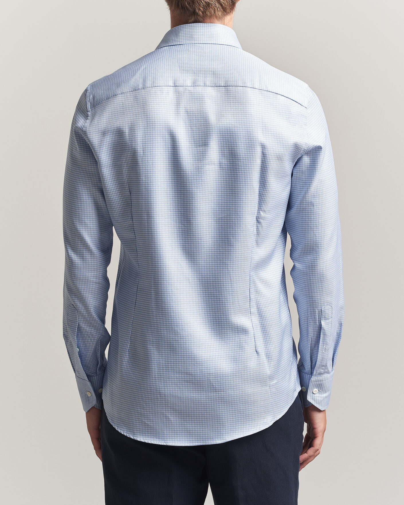 Uomini | Camicie | Stenströms | Slimline Twofold Houndstooth Shirt Blue