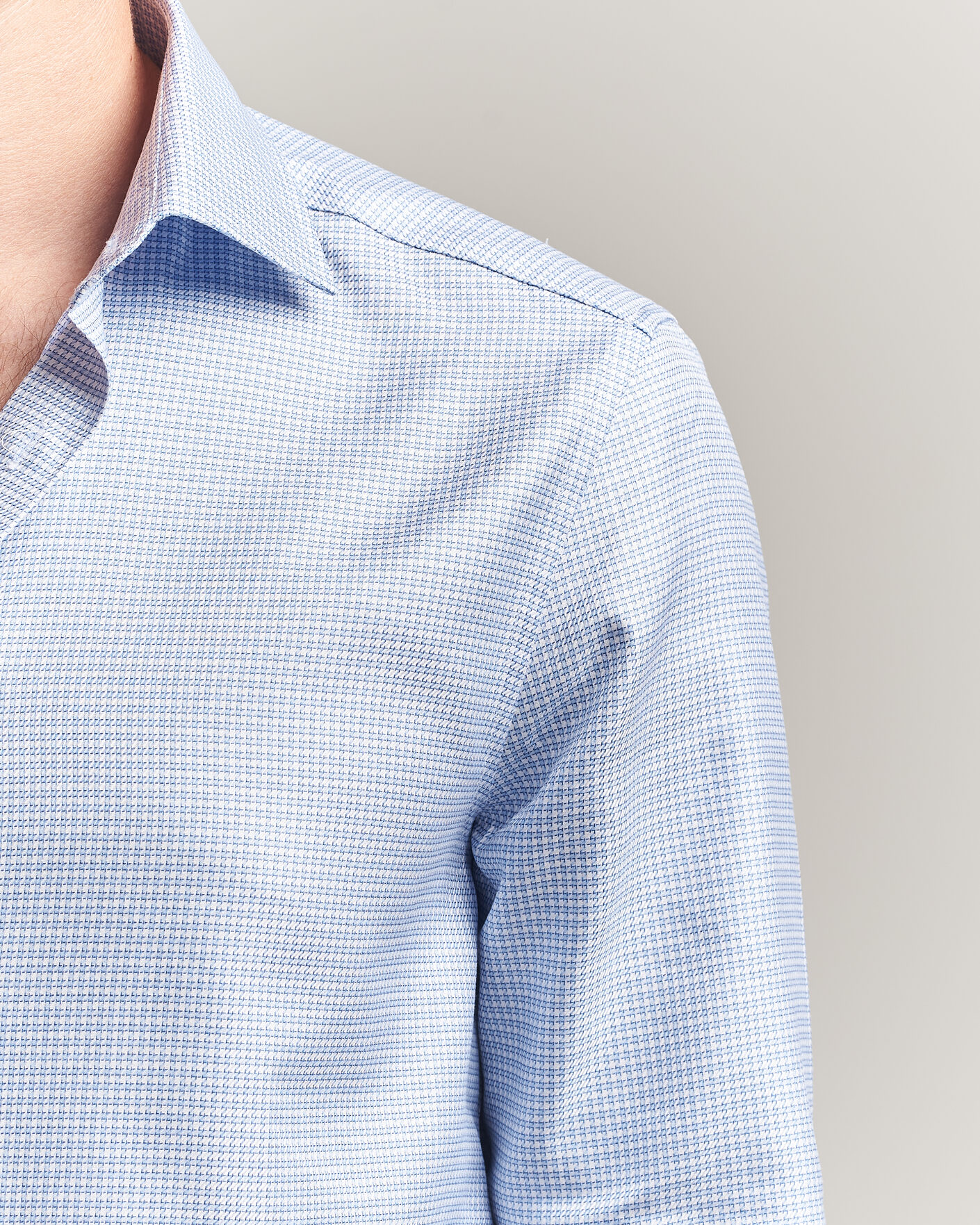 Uomini | Camicie | Stenströms | Slimline Twofold Houndstooth Shirt Blue