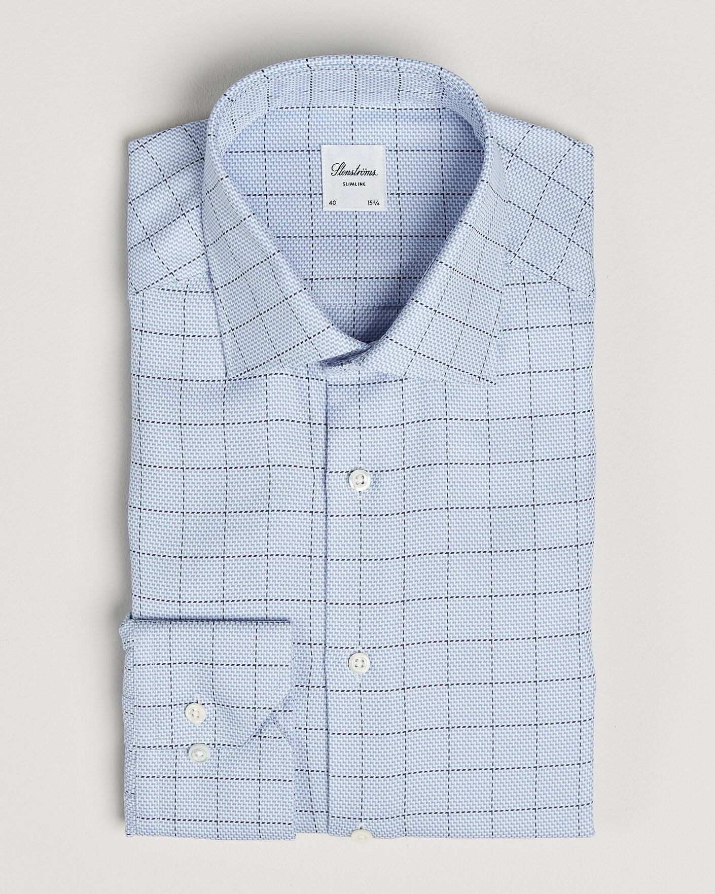 Uomini | Camicie | Stenströms | Slimline Twofold Structure Check Shirt Blue