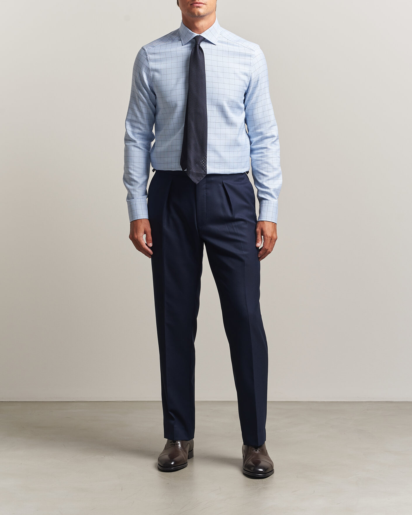 Uomini | Camicie | Stenströms | Slimline Twofold Structure Check Shirt Blue