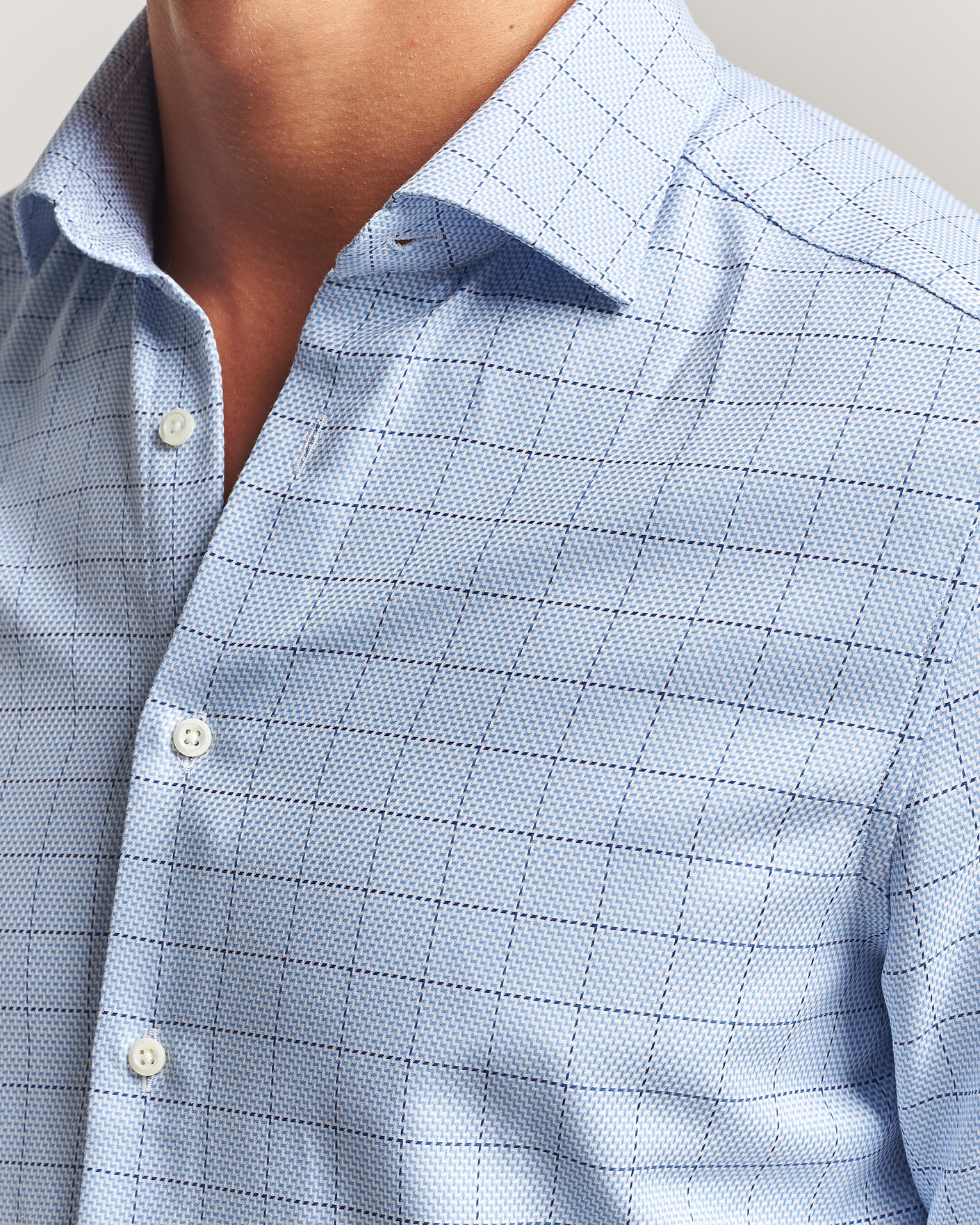 Uomini | Camicie | Stenströms | Slimline Twofold Structure Check Shirt Blue