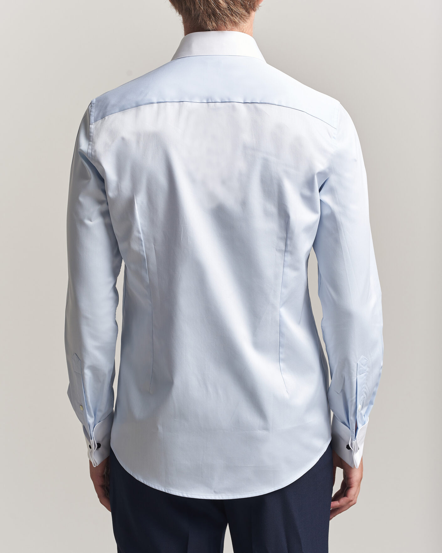 Uomini | Camicie | Stenströms | Slimline White Collar Whinchester Shirt Blue
