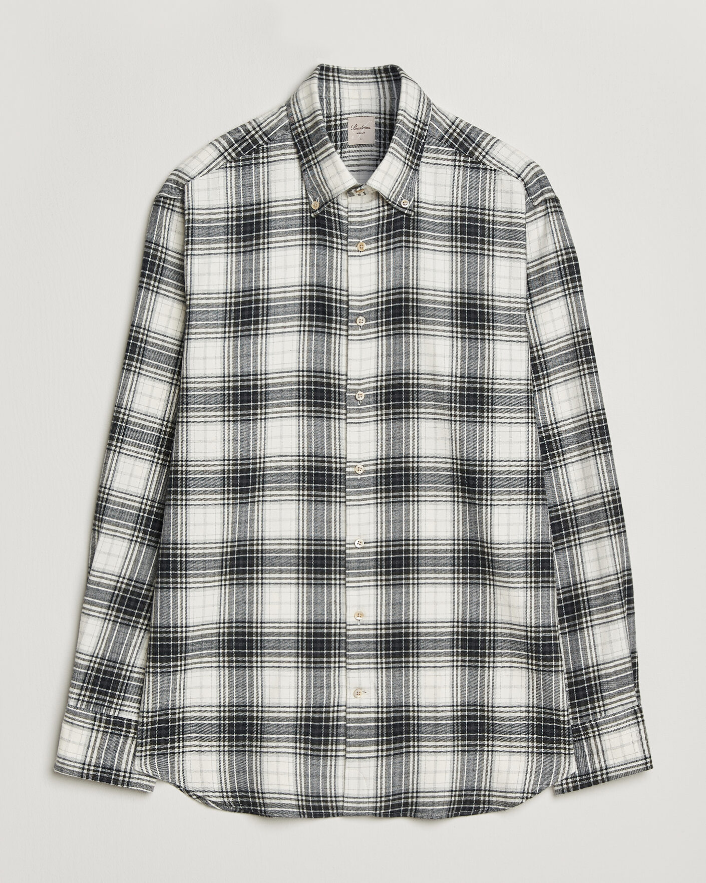 Uomini | Camicie | Stenströms | Regular Fit Check Button Down Flannel Shirt Grey