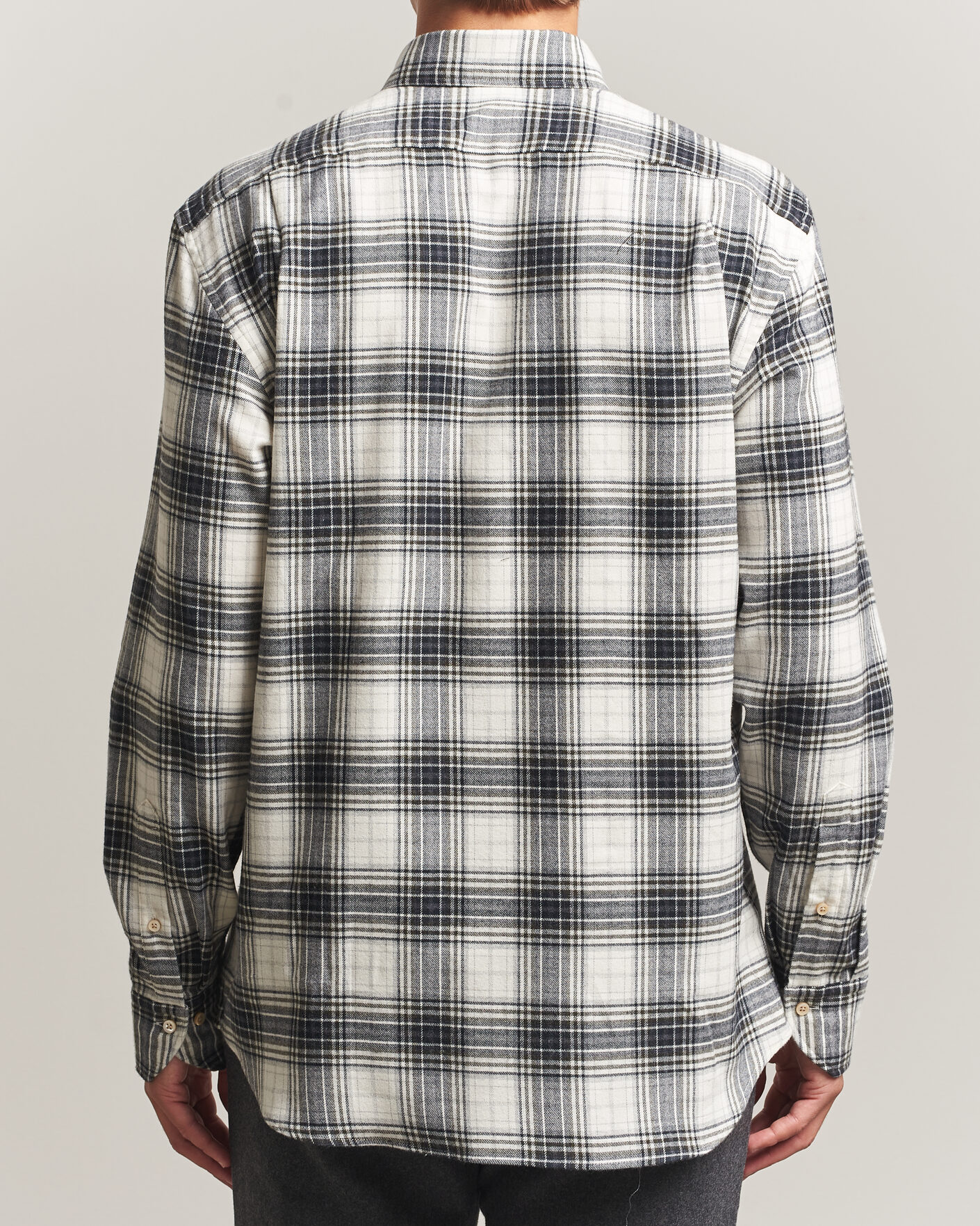 Uomini | Camicie | Stenströms | Regular Fit Check Button Down Flannel Shirt Grey