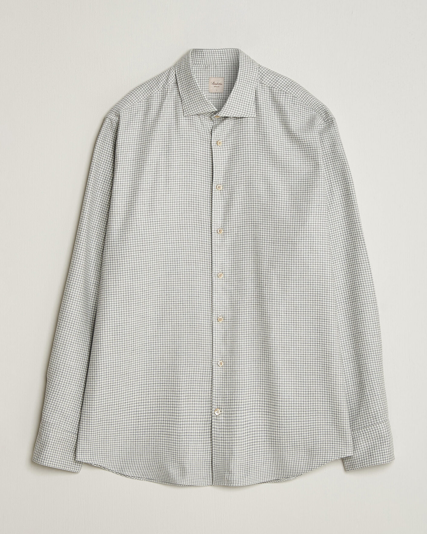 Uomini | Camicie | Stenströms | Regular Fit Houndstooth Flannel Shirt Grey