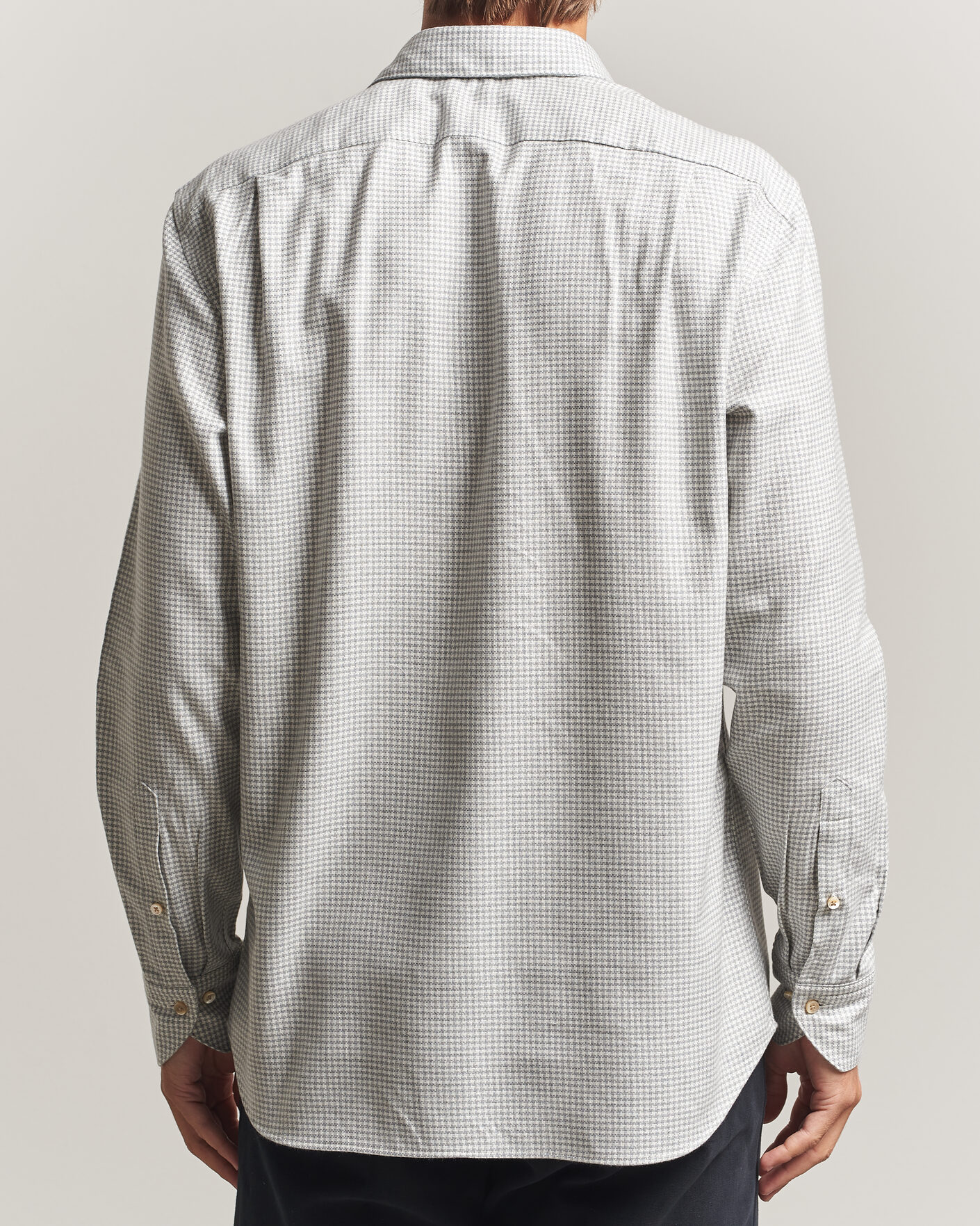 Uomini | Camicie | Stenströms | Regular Fit Houndstooth Flannel Shirt Grey