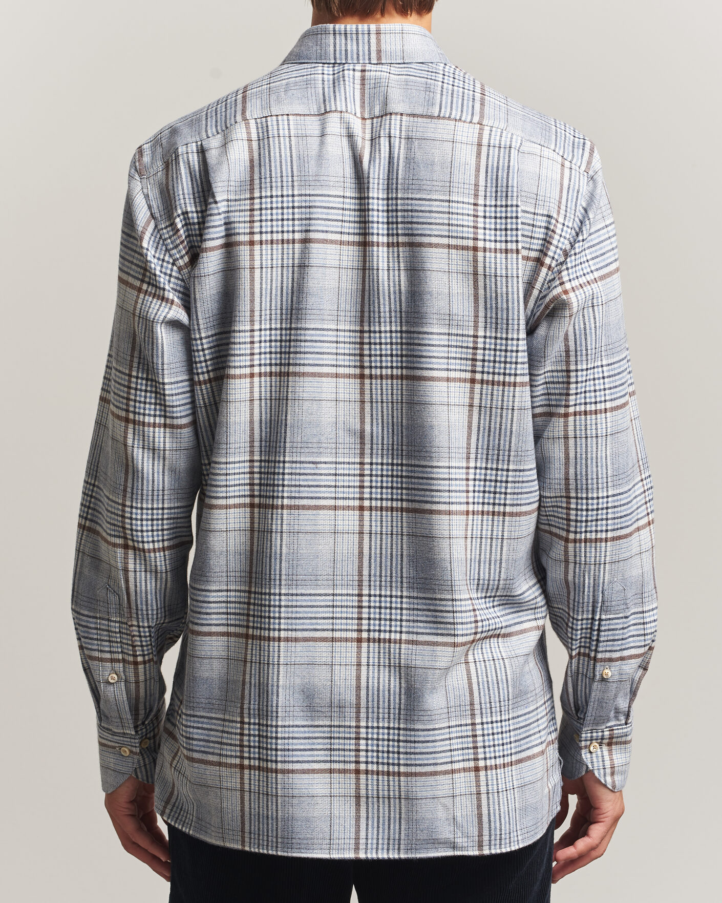 Uomini | Camicie | Stenströms | Regular Fit Front Pocket Flannel Shirt Blue
