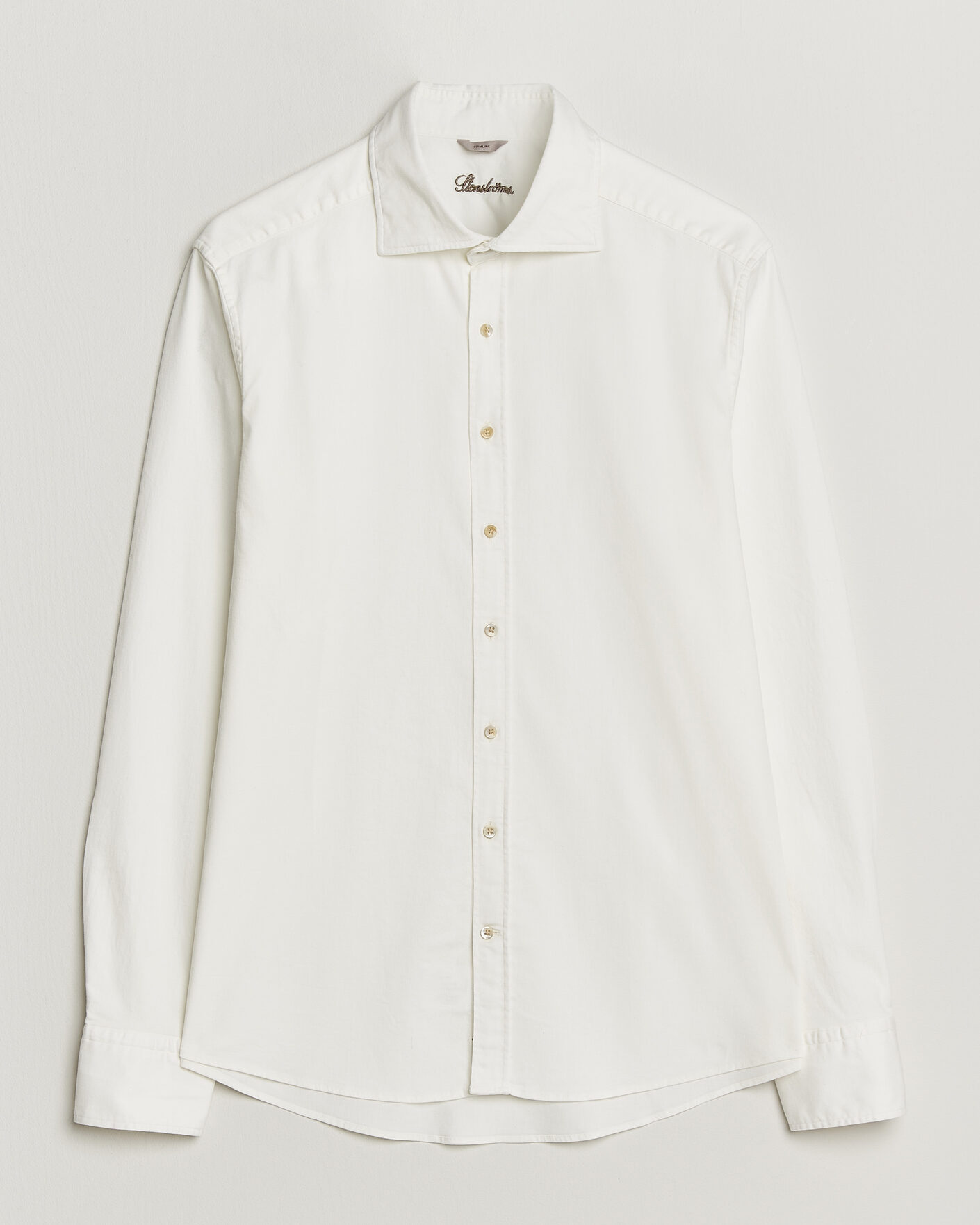 Uomini | Camicie | Stenströms | Slimline Garment Washed Shirt Off White Denim