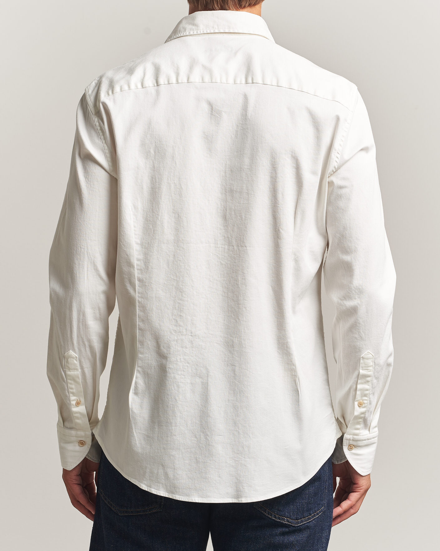 Uomini | Camicie | Stenströms | Slimline Garment Washed Shirt Off White Denim