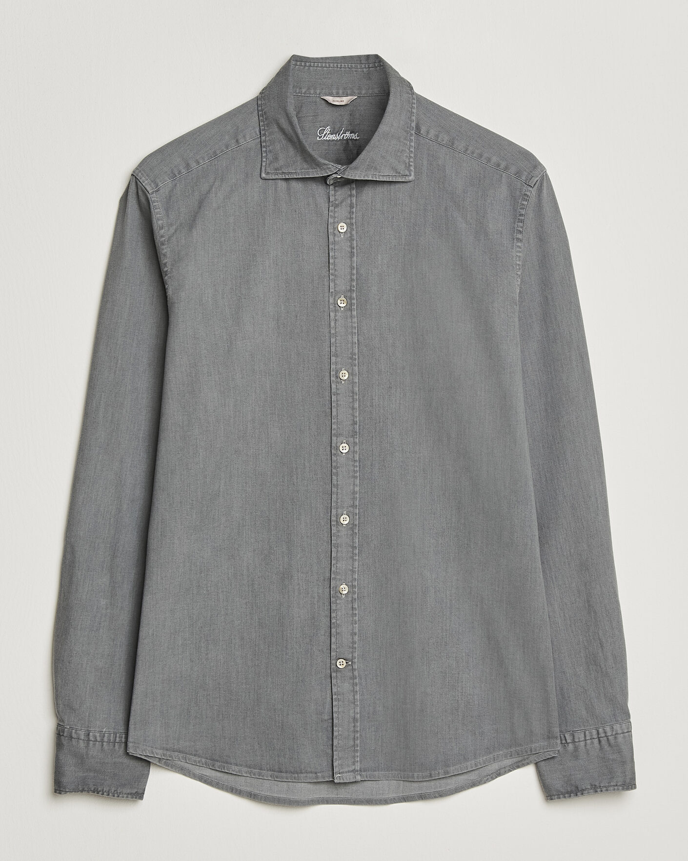 Uomini | Camicie | Stenströms | Slimline Garment Washed Shirt Grey Denim