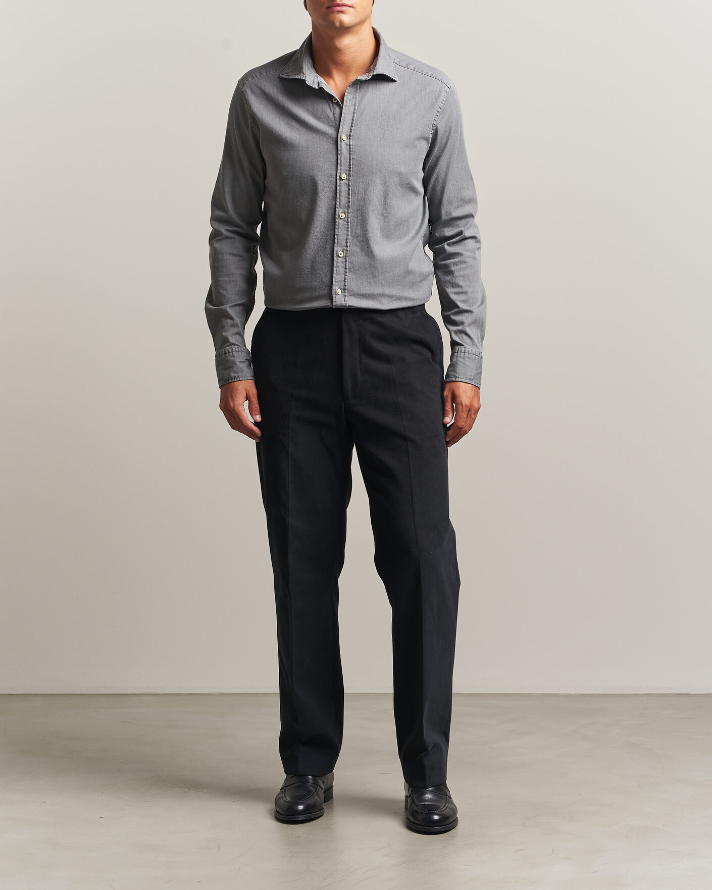 Uomini | Camicie | Stenströms | Slimline Garment Washed Shirt Grey Denim