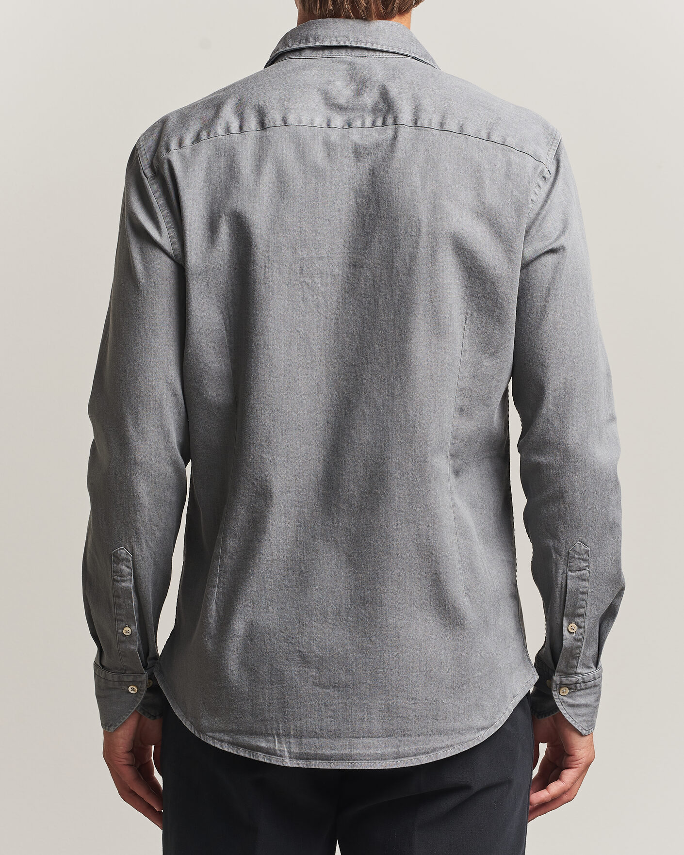 Uomini | Camicie | Stenströms | Slimline Garment Washed Shirt Grey Denim