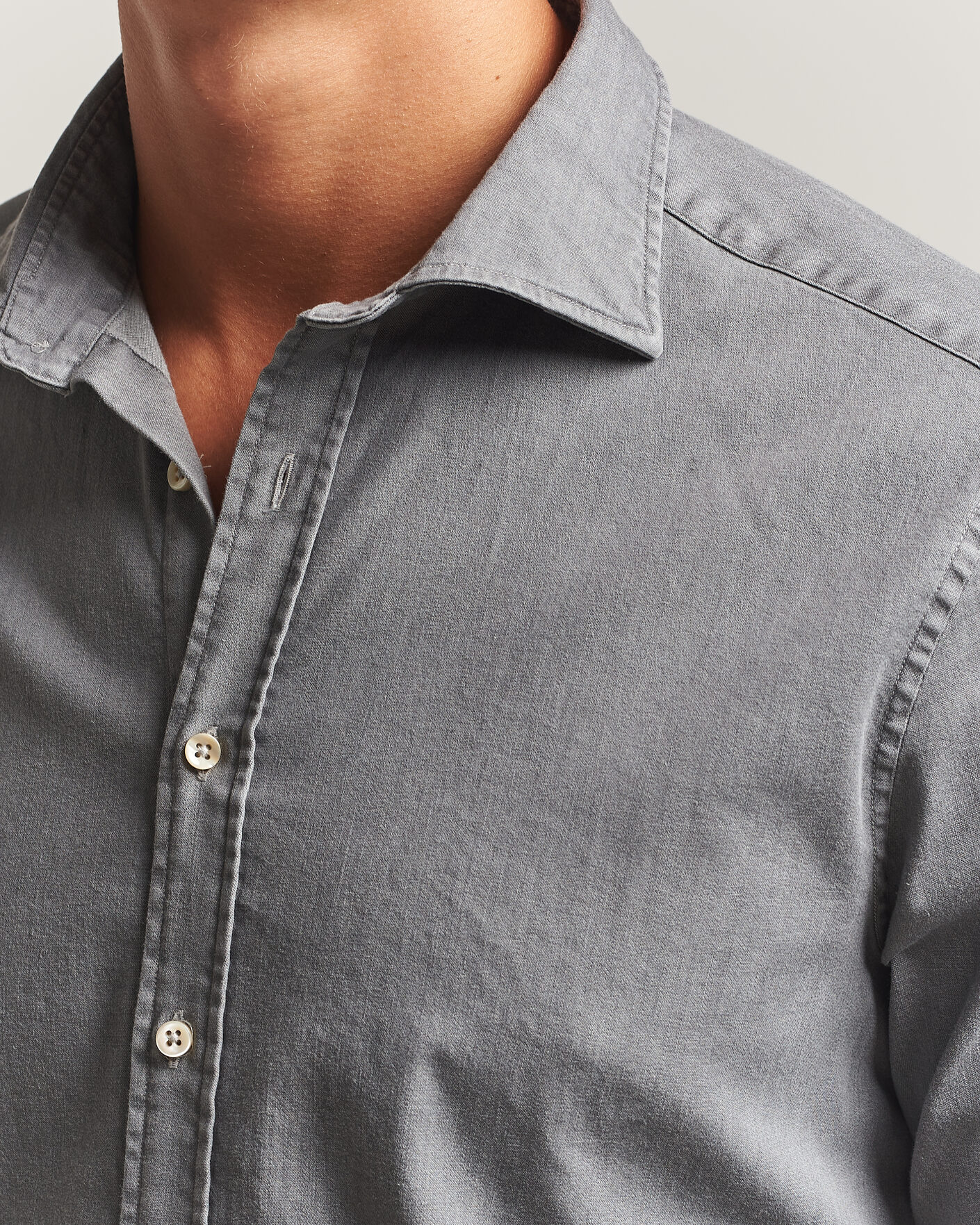 Uomini | Camicie | Stenströms | Slimline Garment Washed Shirt Grey Denim