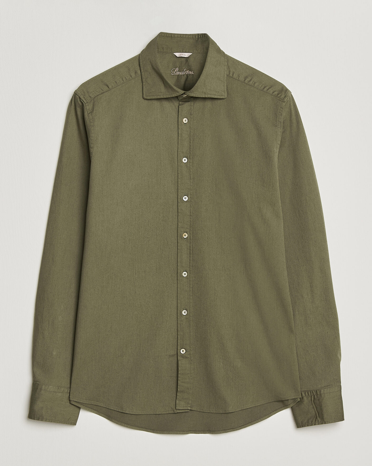 Uomini | Camicie | Stenströms | Slimline Garment Washed Shirt Green Denim
