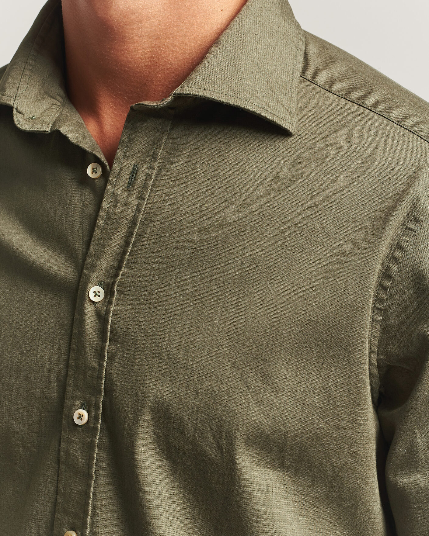 Uomini | Camicie | Stenströms | Slimline Garment Washed Shirt Green Denim