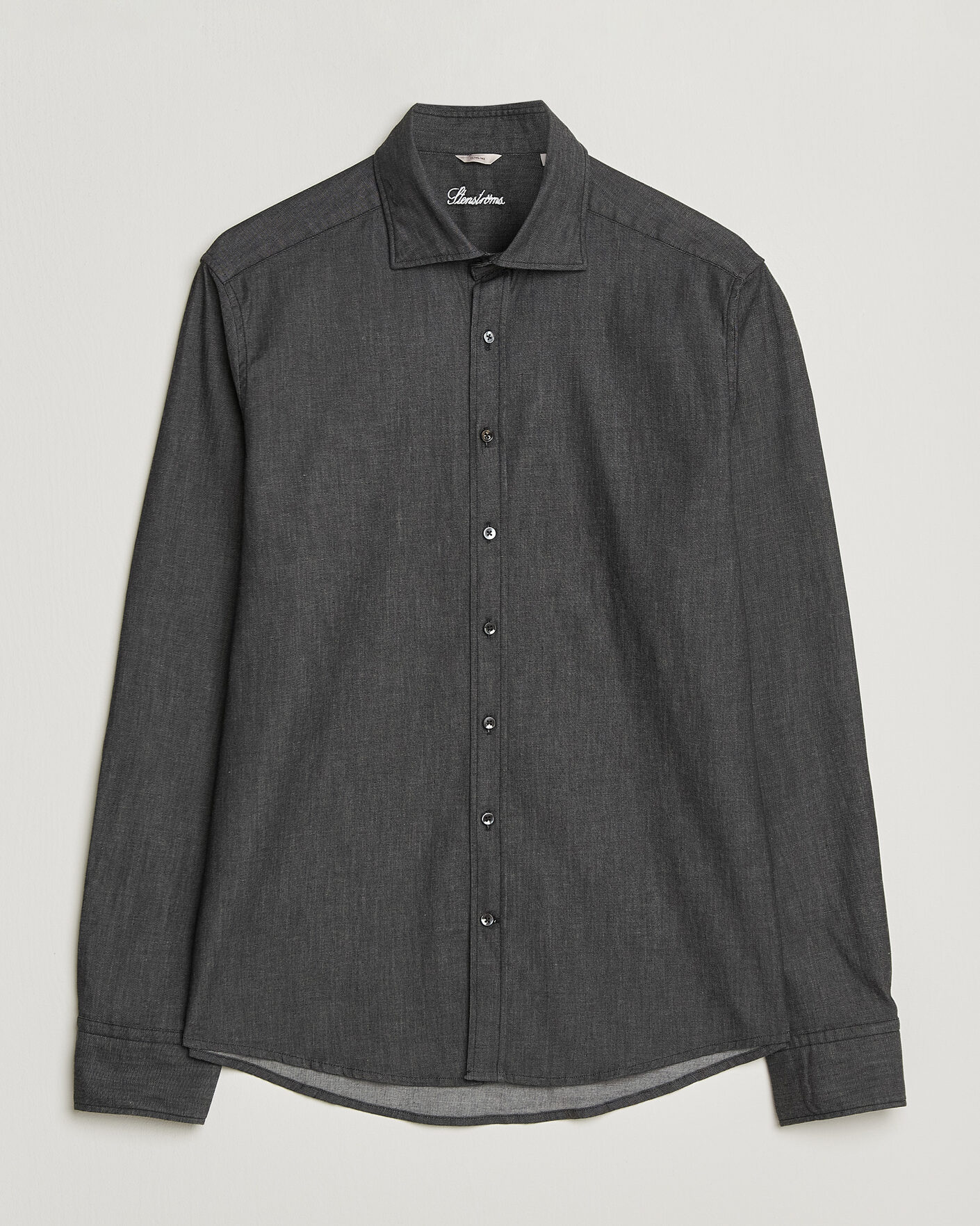 Uomini | Camicie | Stenströms | Slimline Garment Washed Shirt Black Denim