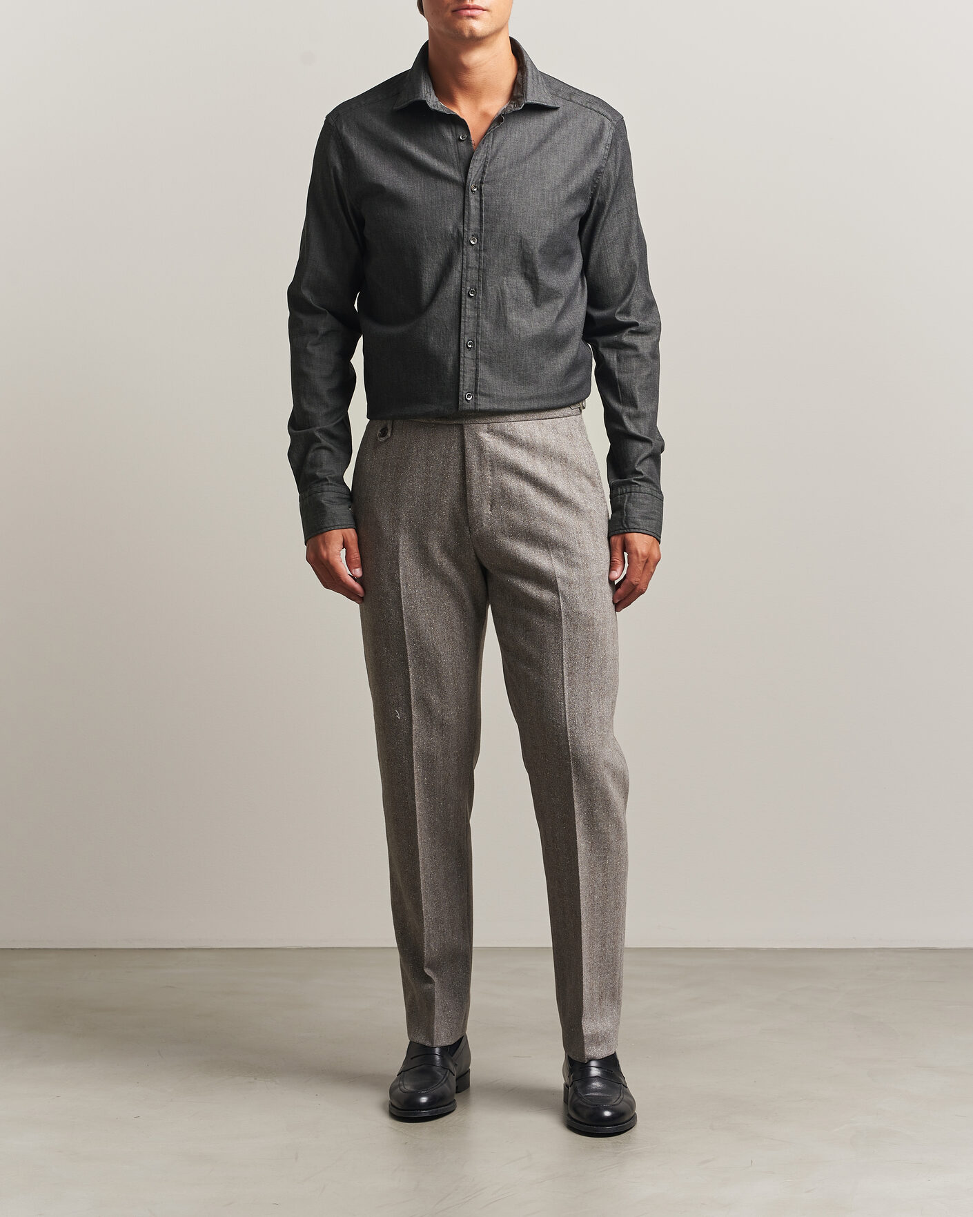 Uomini | Camicie | Stenströms | Slimline Garment Washed Shirt Black Denim